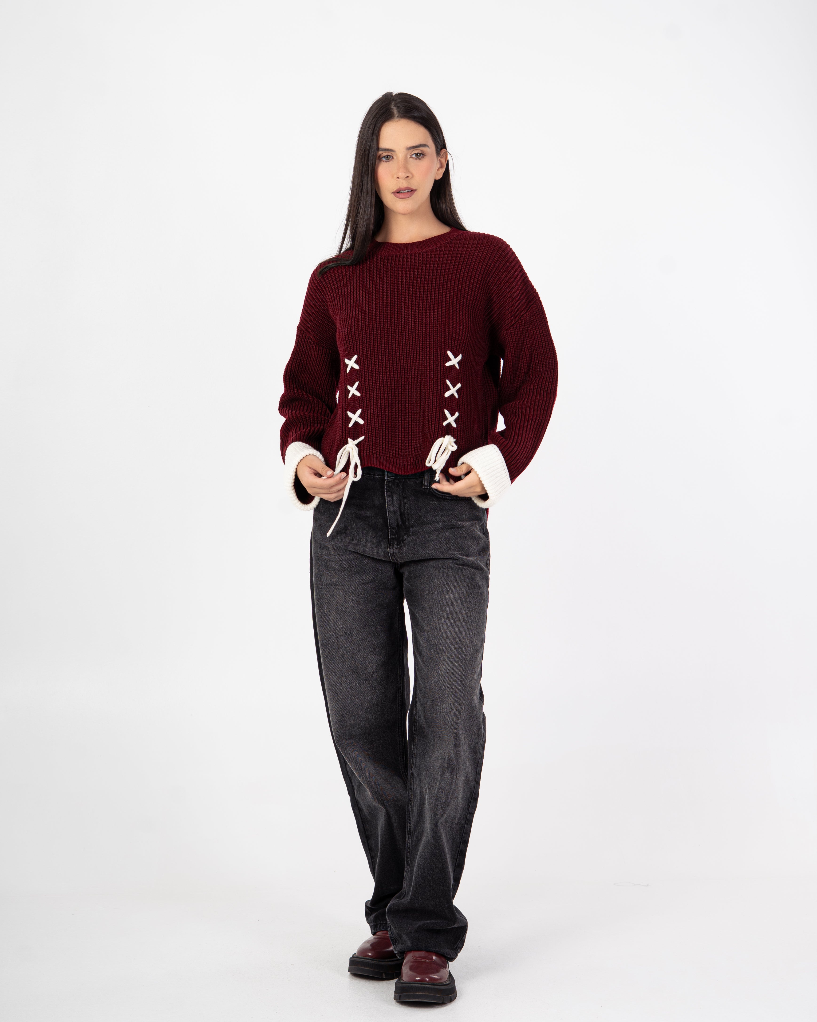 Knitwear Pullover – With Tie (Folded Sleeves)