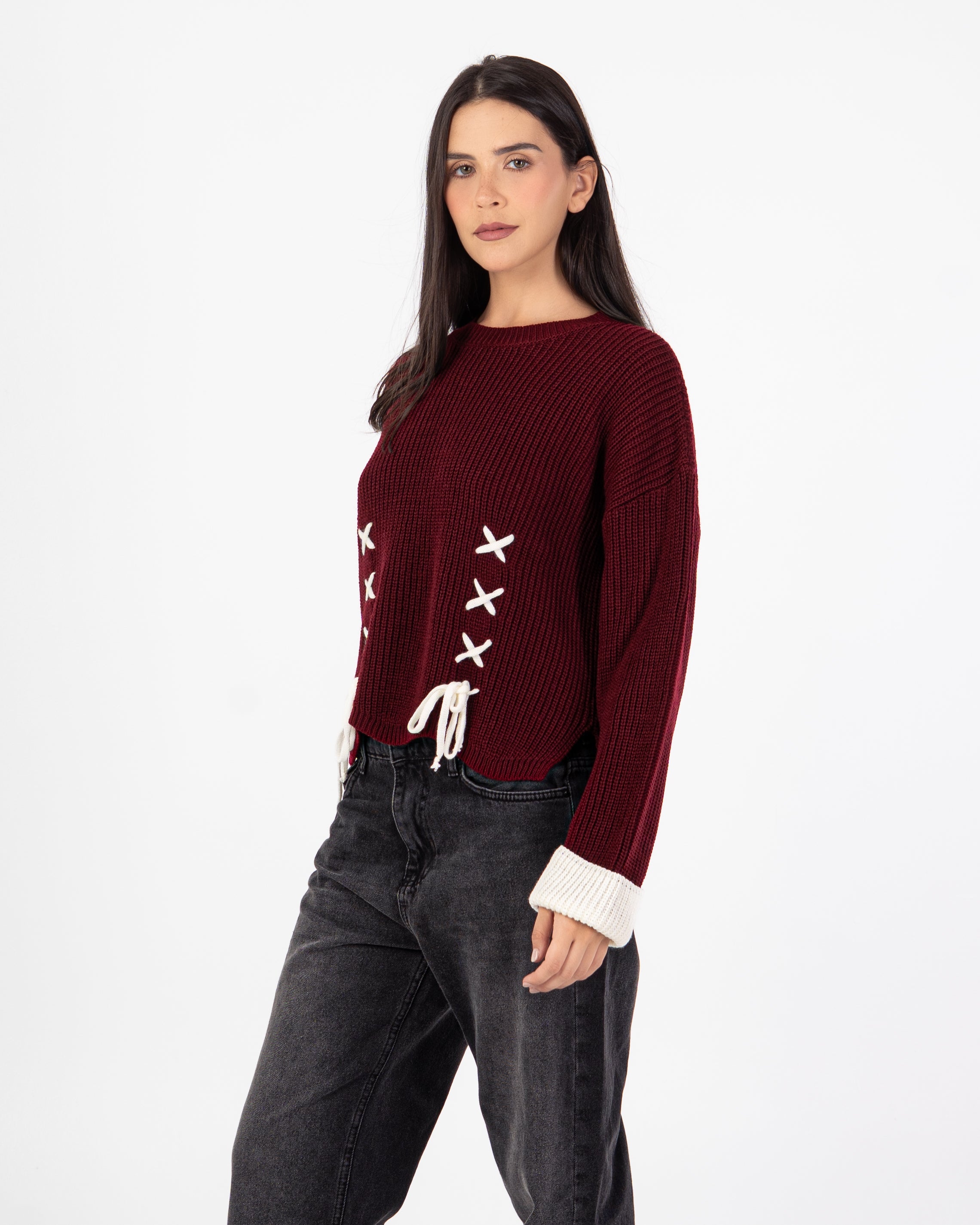 Knitwear Pullover – With Tie (Folded Sleeves)