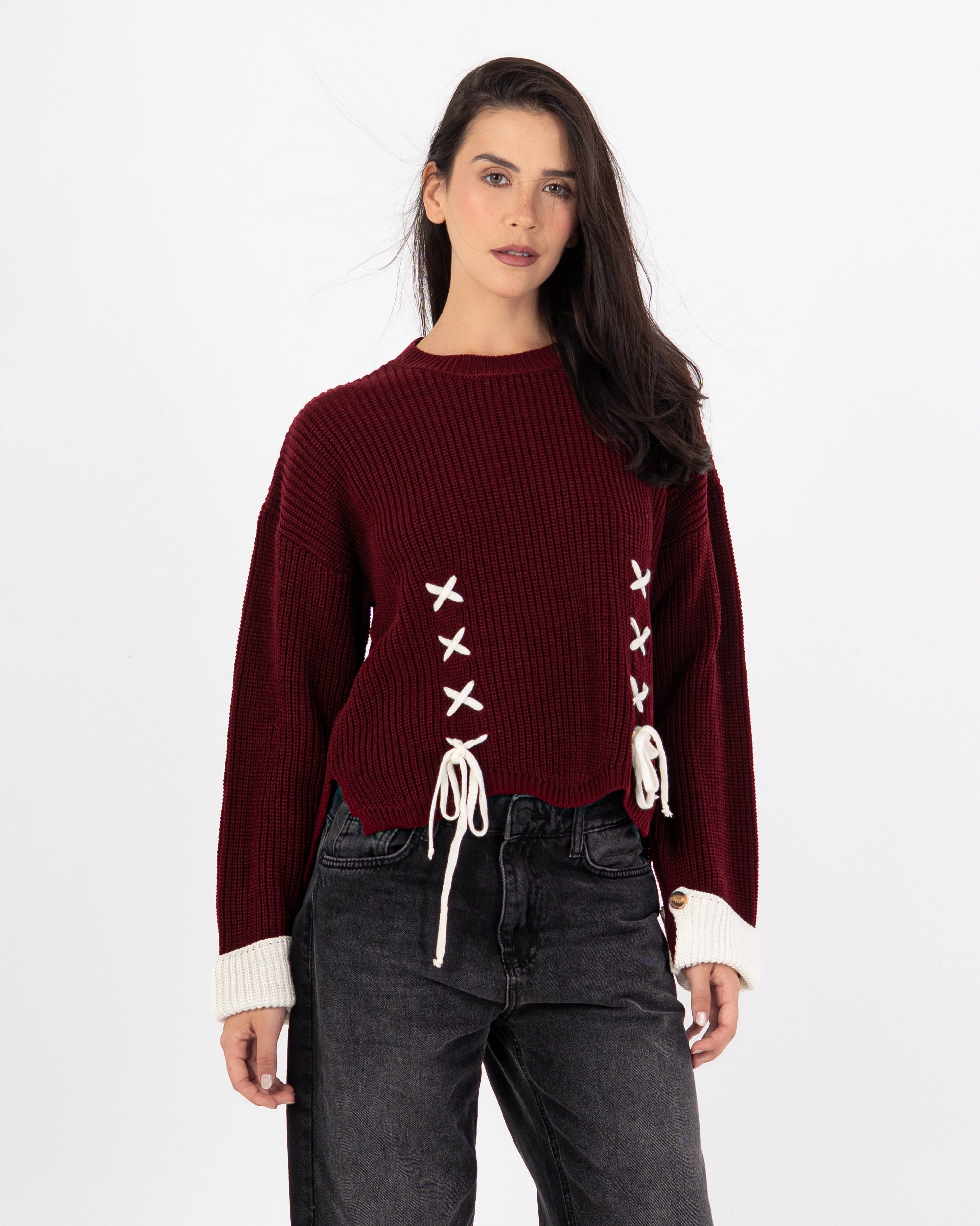 Knitwear Pullover – With Tie (Folded Sleeves)