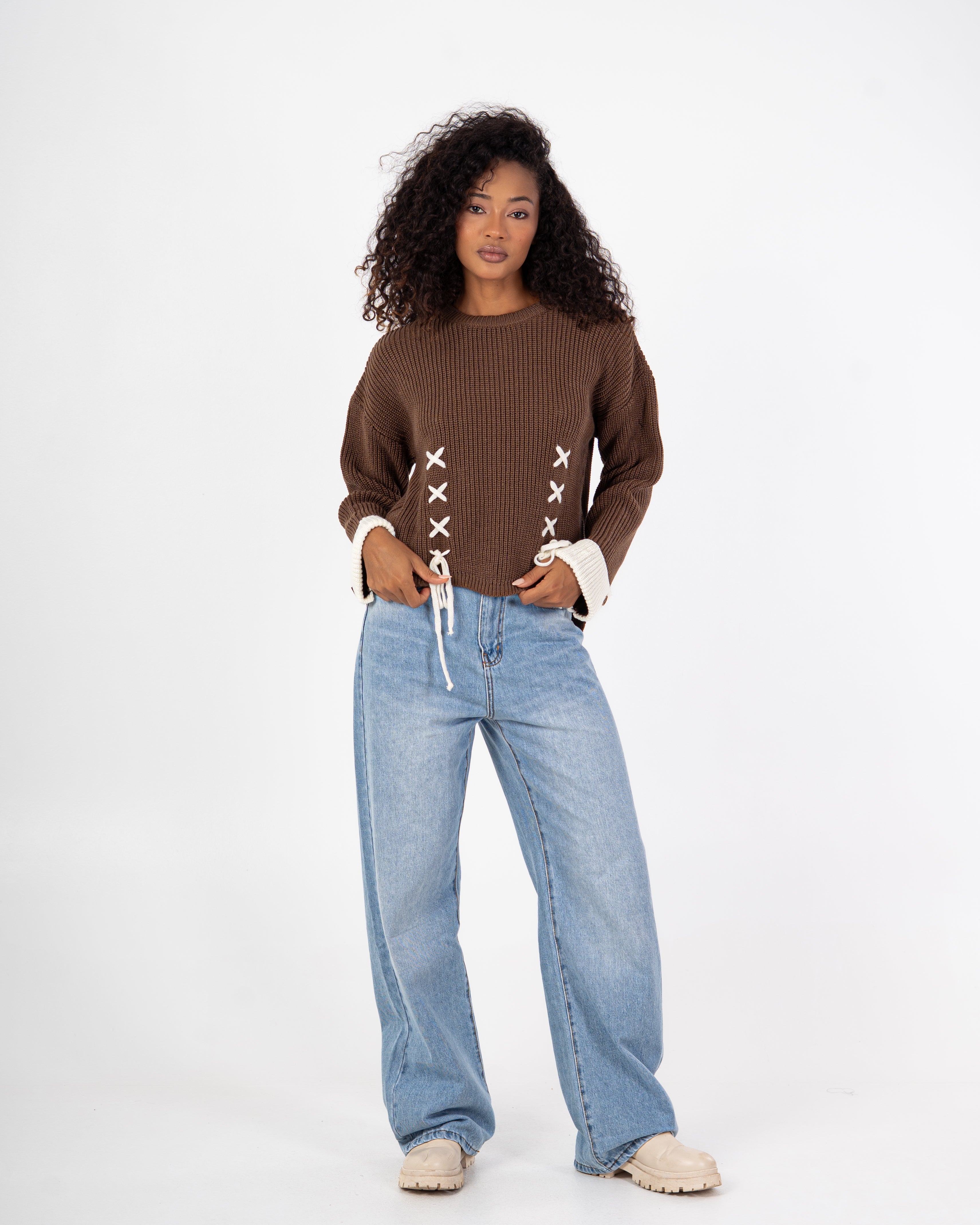 Knitwear Pullover – With Tie (Folded Sleeves)