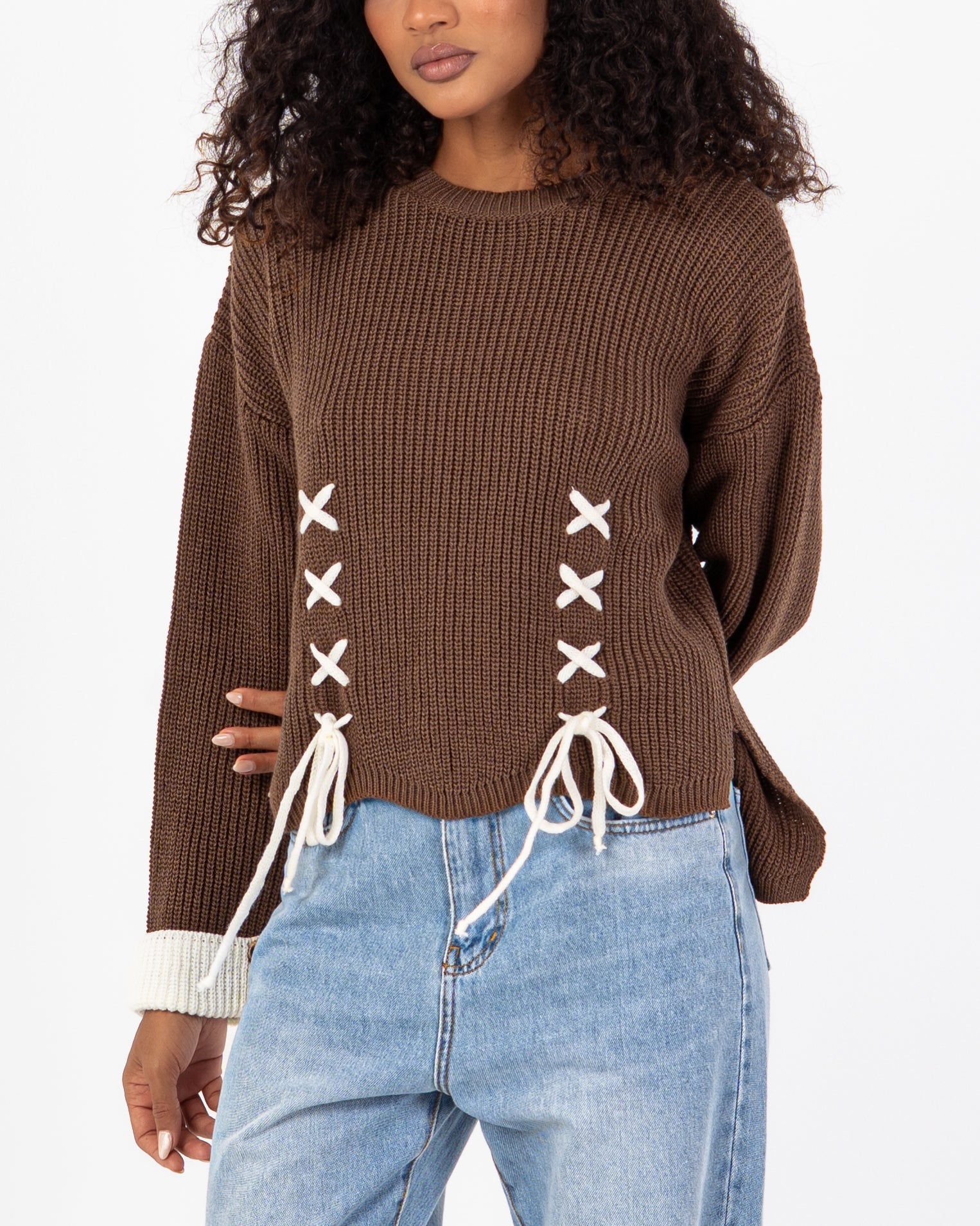 Knitwear Pullover – With Tie (Folded Sleeves)
