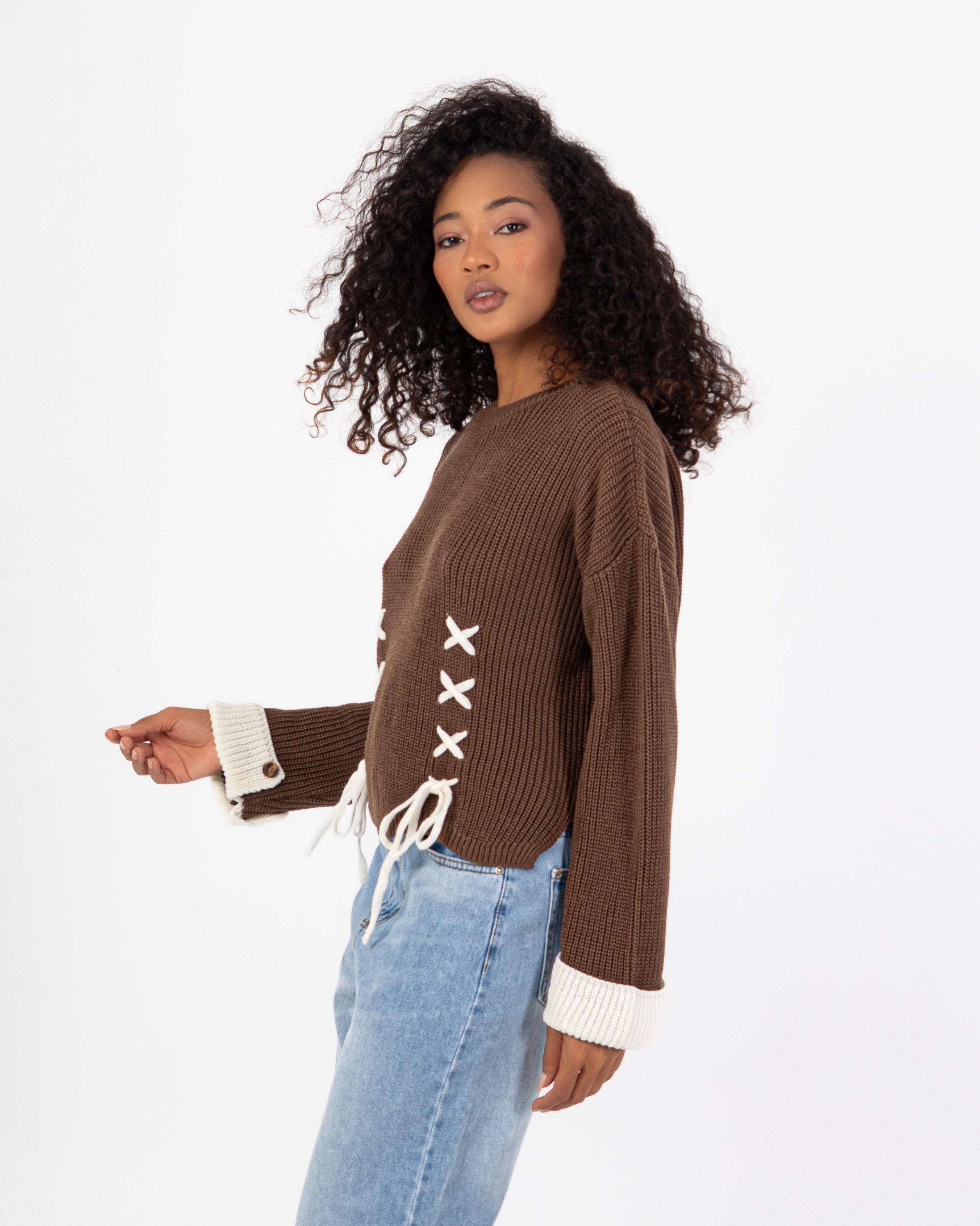 Knitwear Pullover – With Tie (Folded Sleeves)