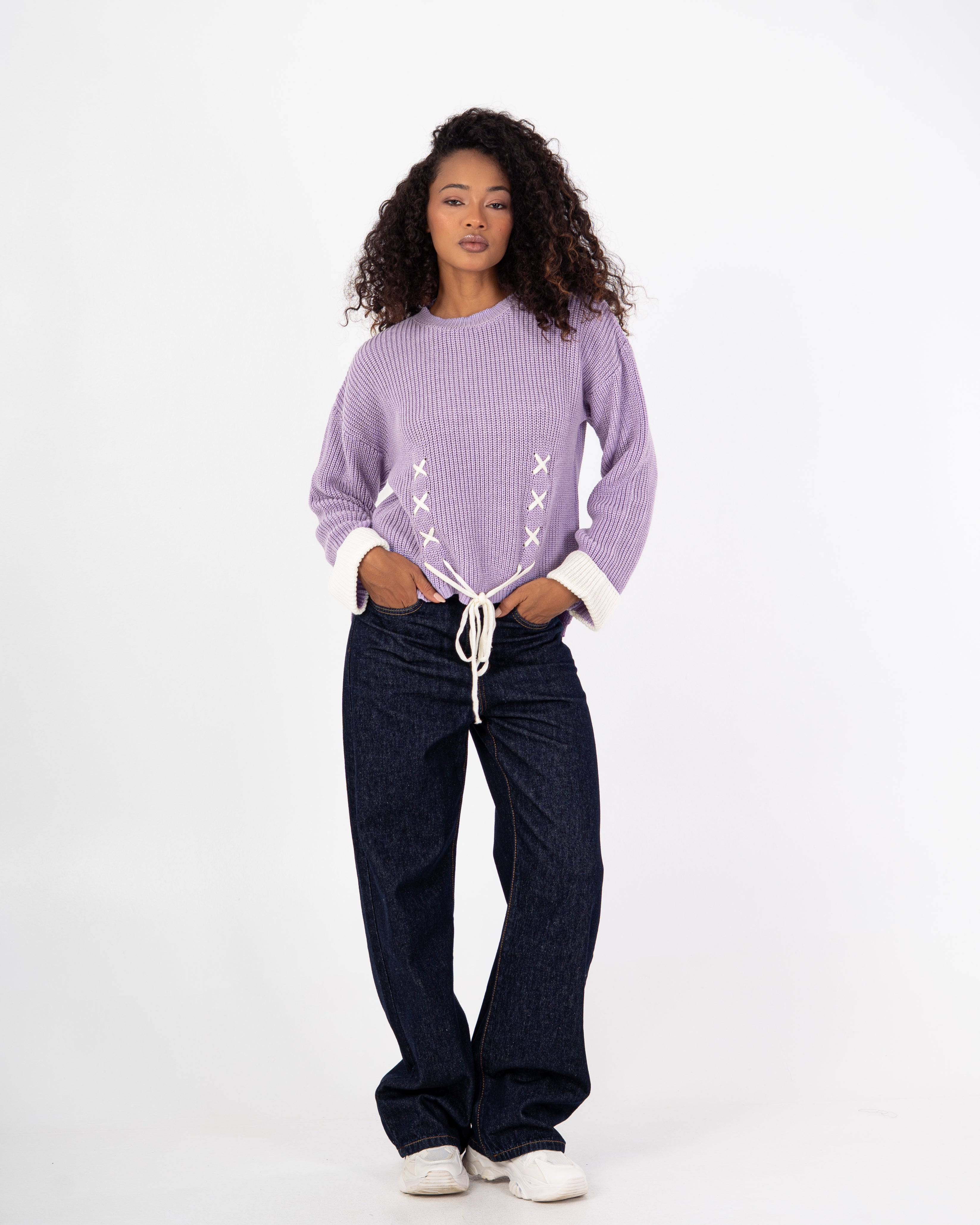 Knitwear Pullover – With Tie (Folded Sleeves)