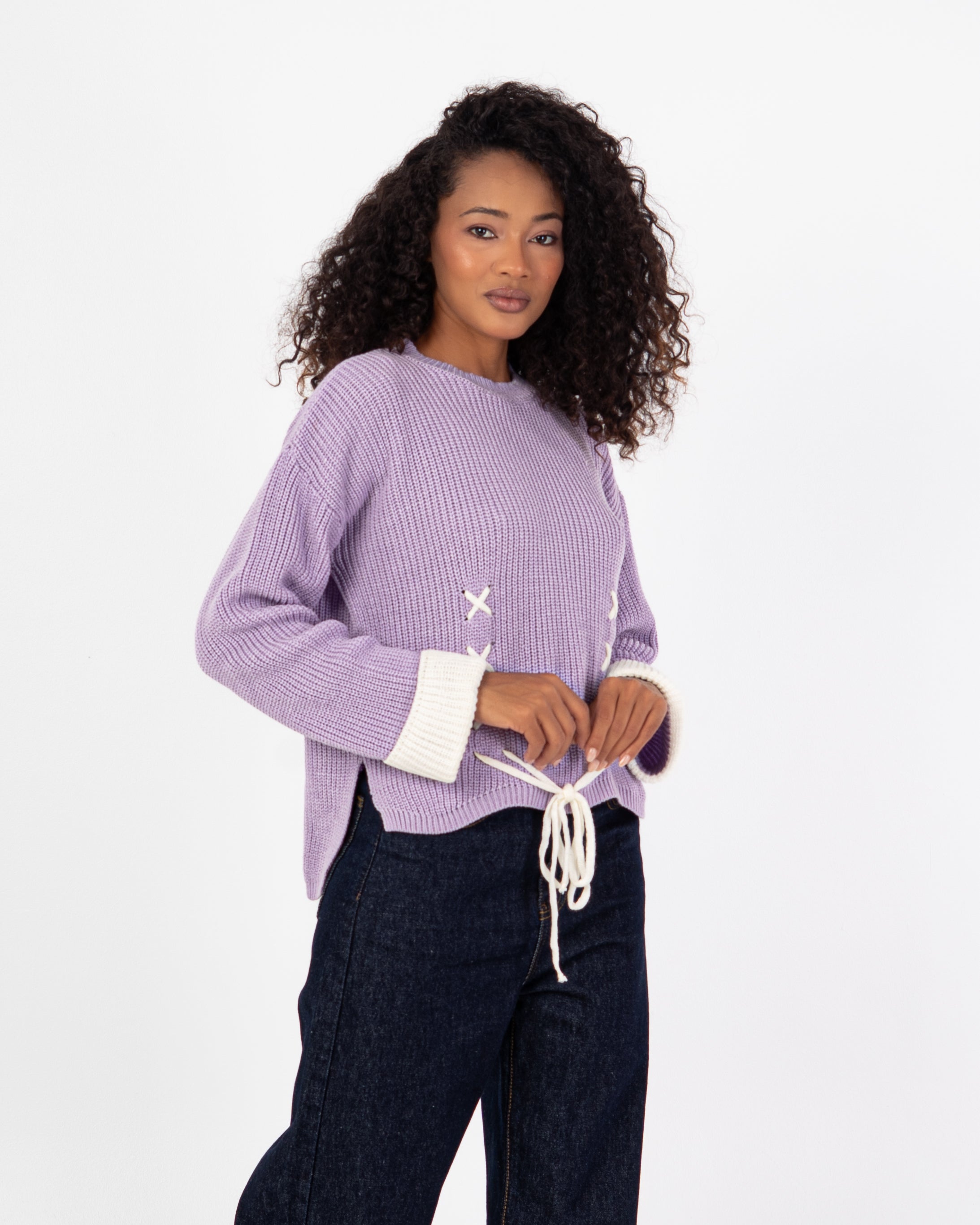 Knitwear Pullover – With Tie (Folded Sleeves)