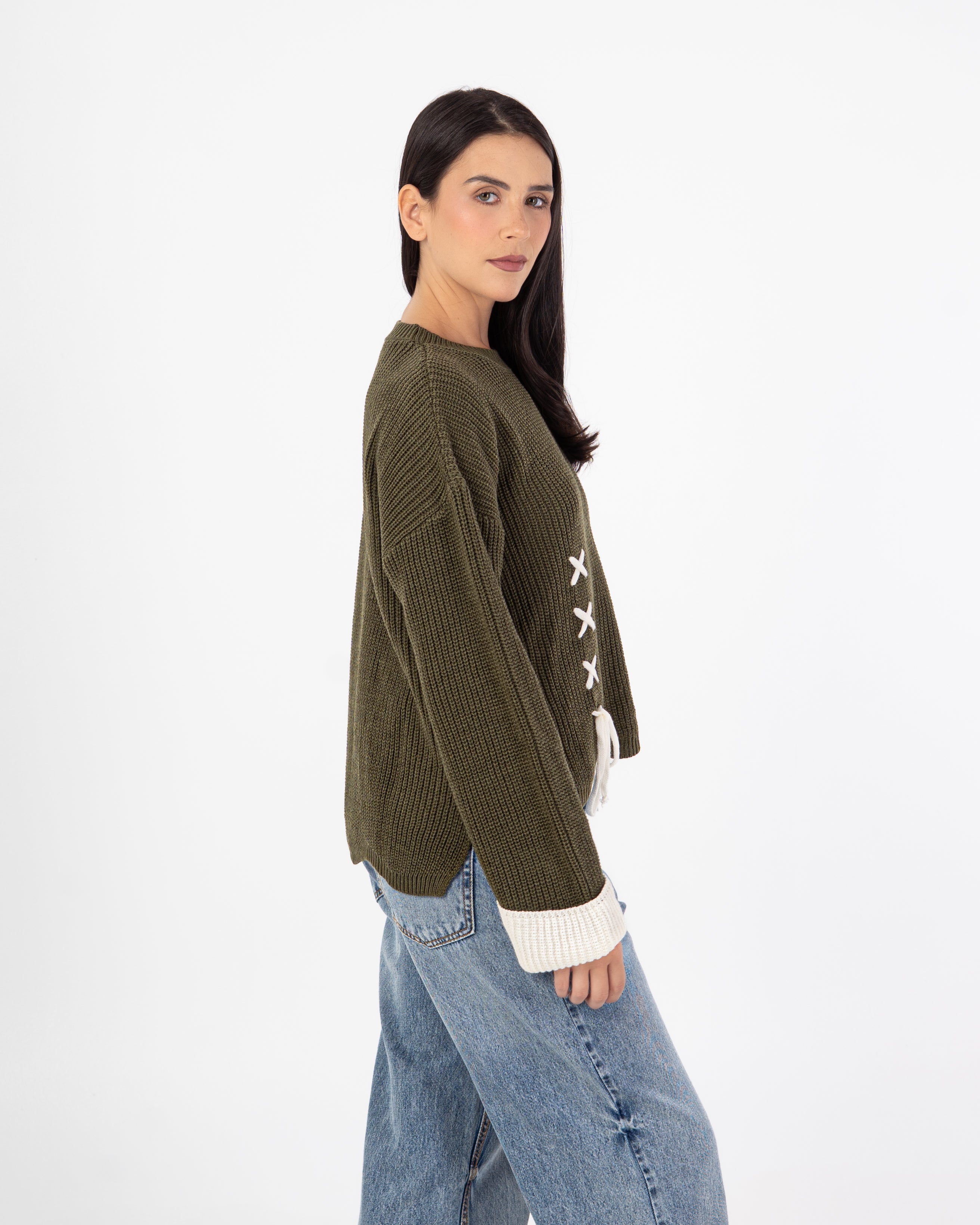 Knitwear Pullover – With Tie (Folded Sleeves)