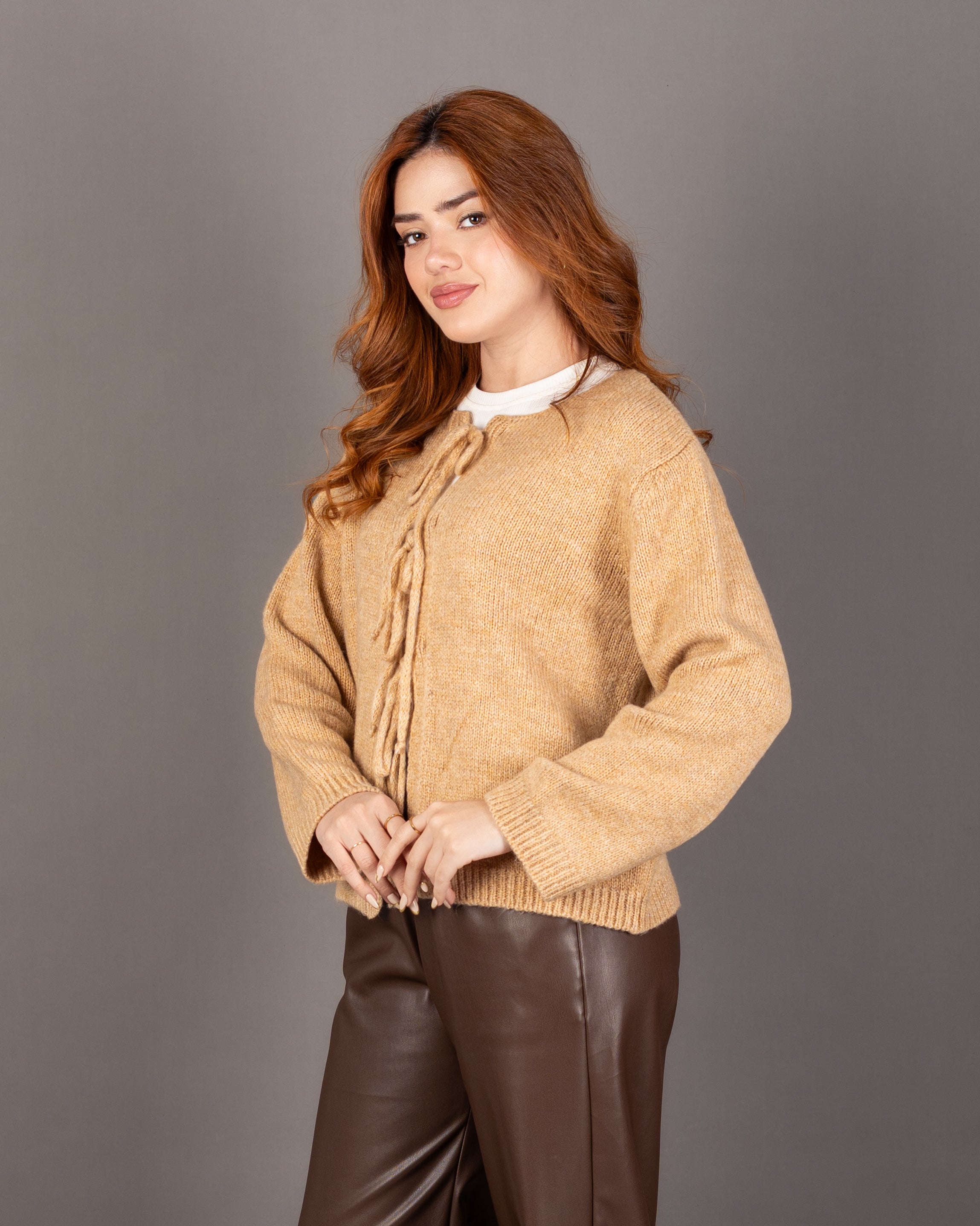 Open Knitwear - Cardigan With Front Tie