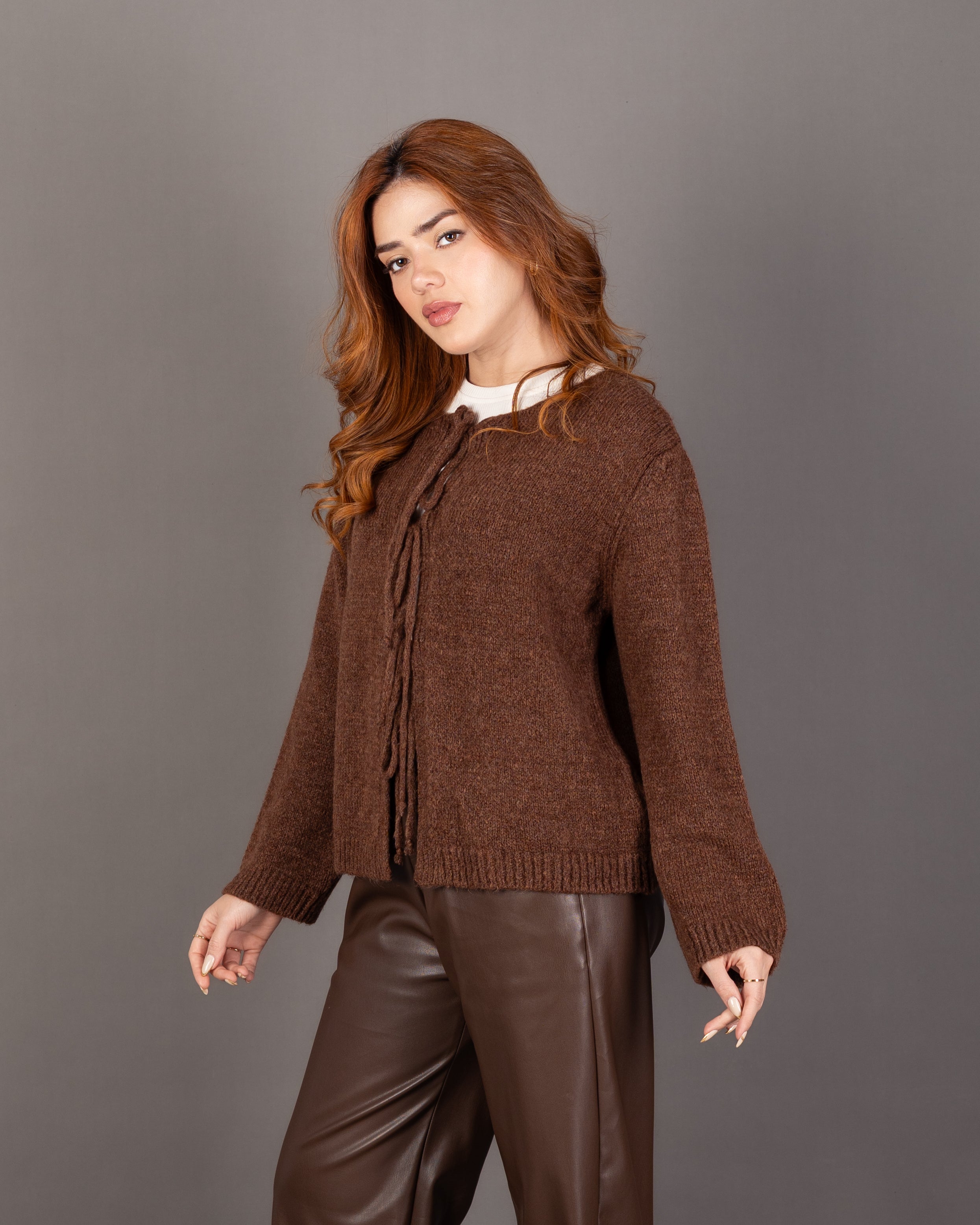 Open Knitwear - Cardigan With Front Tie