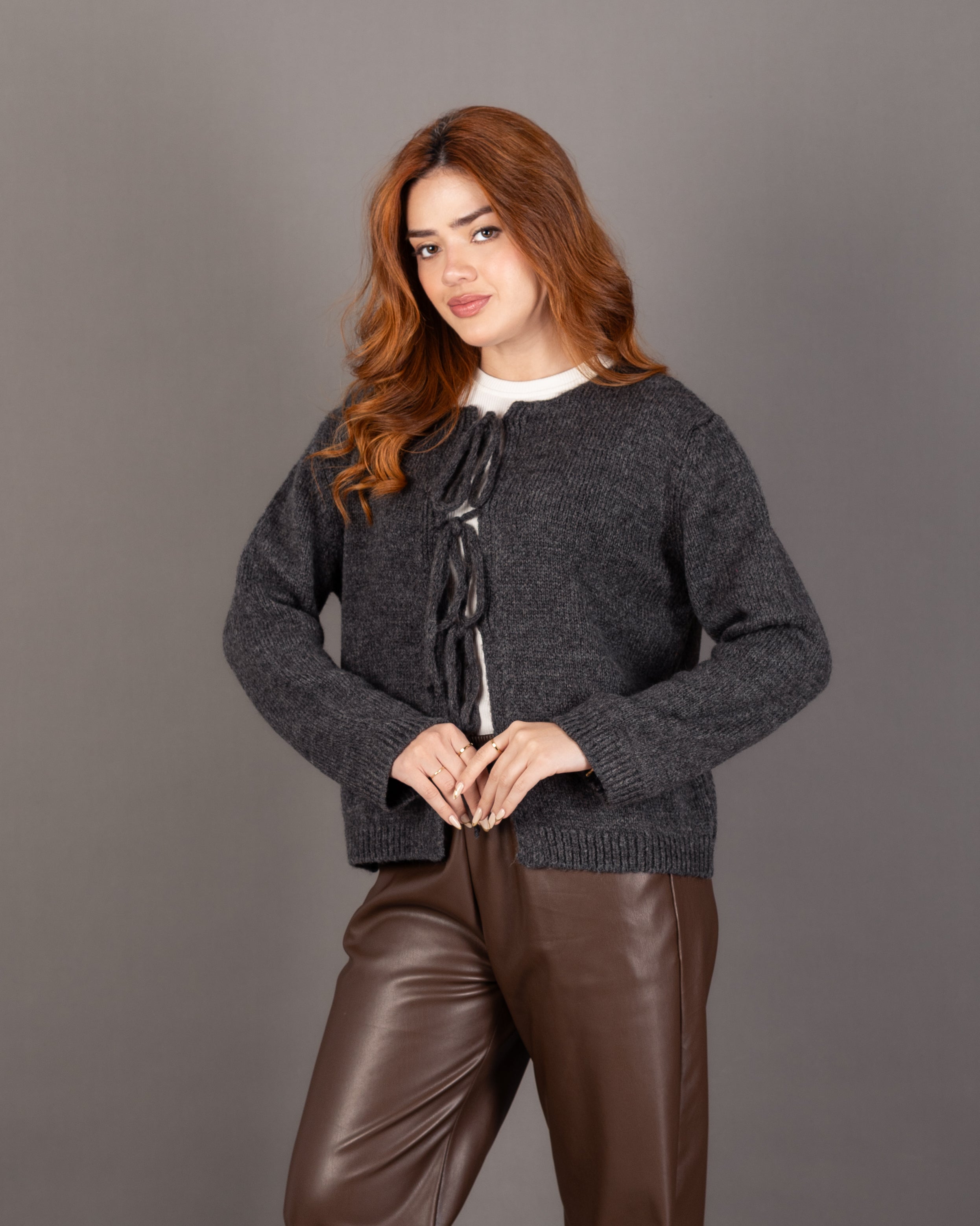 Open Knitwear - Cardigan With Front Tie