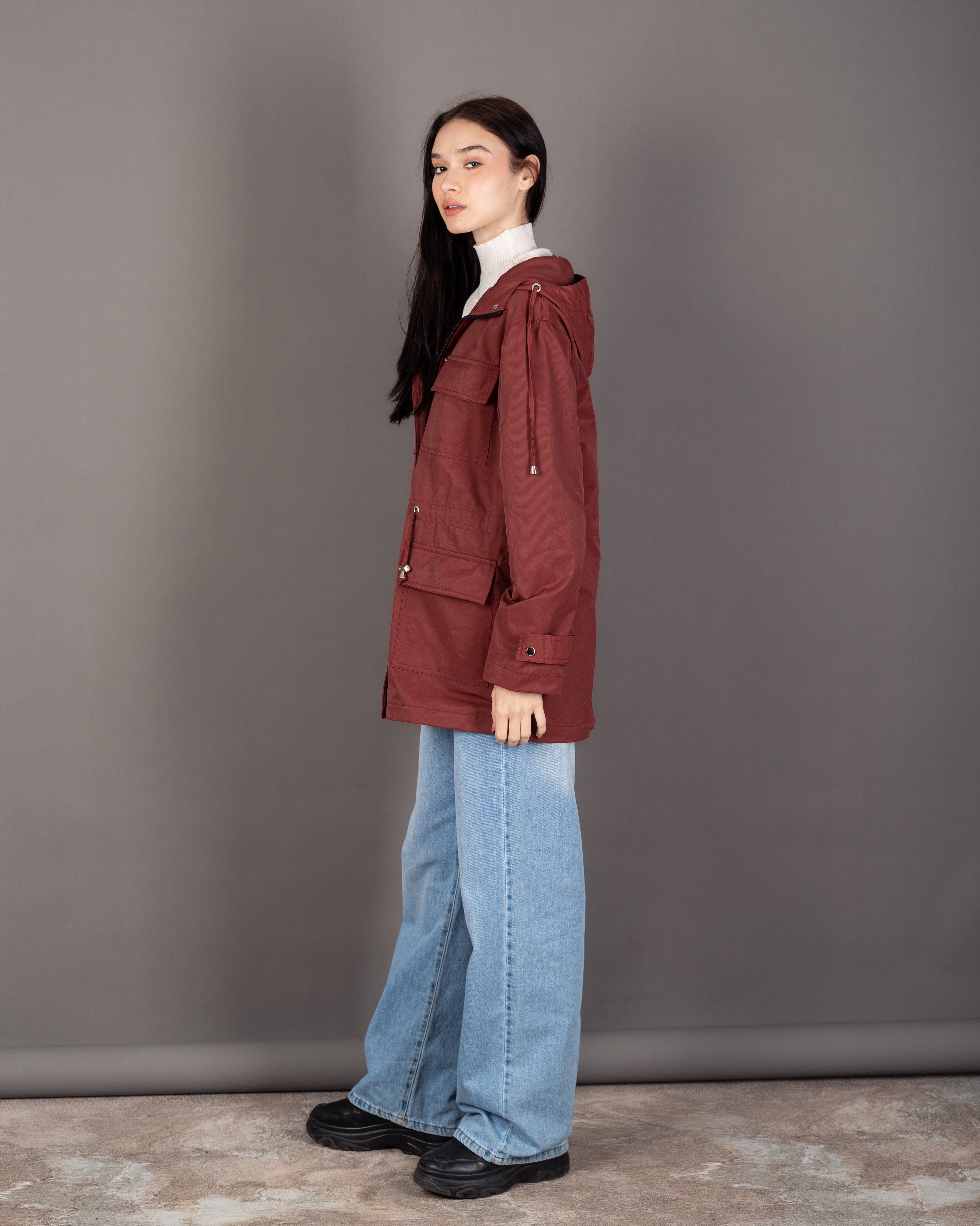 Long Gabardine Jacket - With Square Pockets