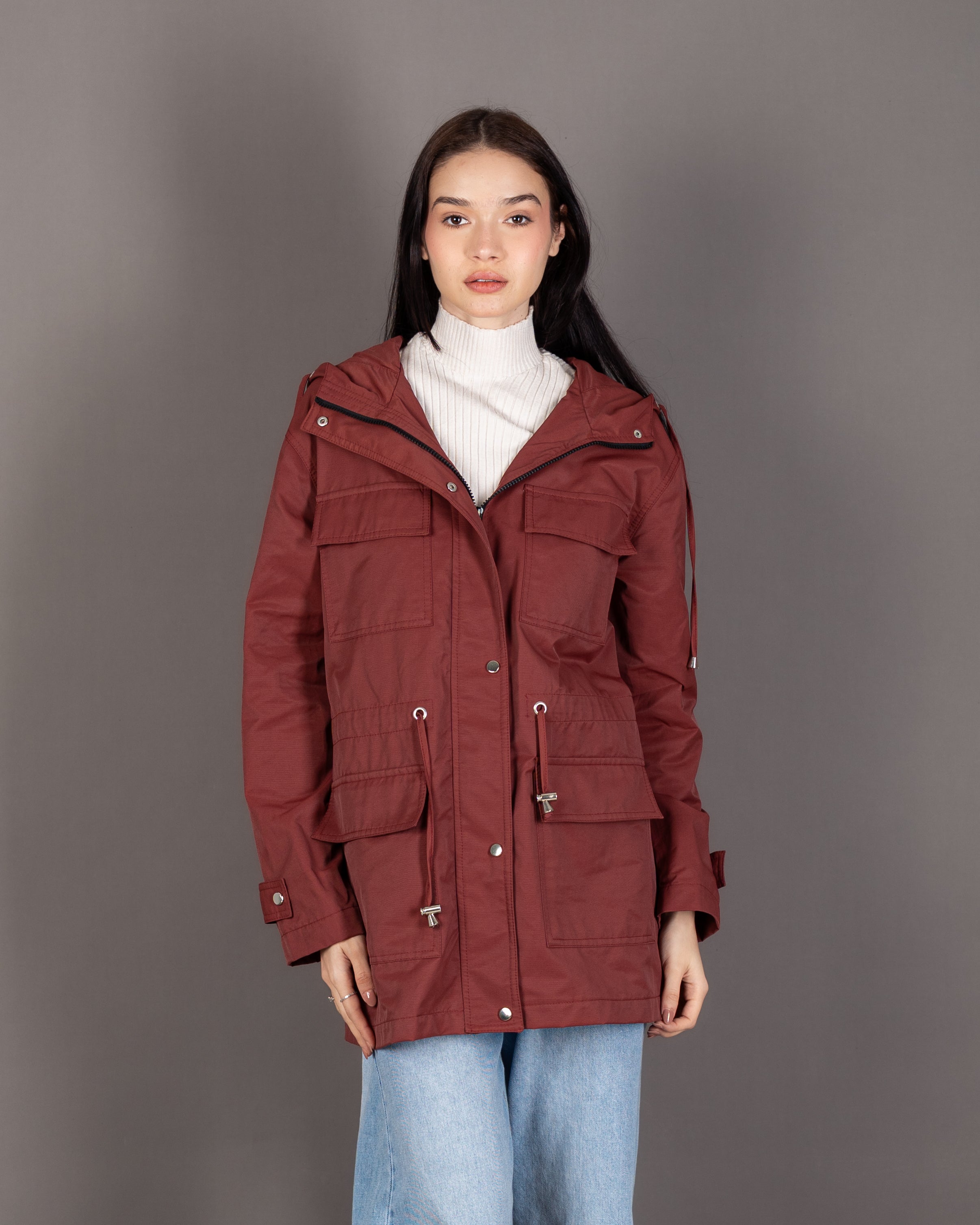 Long Gabardine Jacket - With Square Pockets