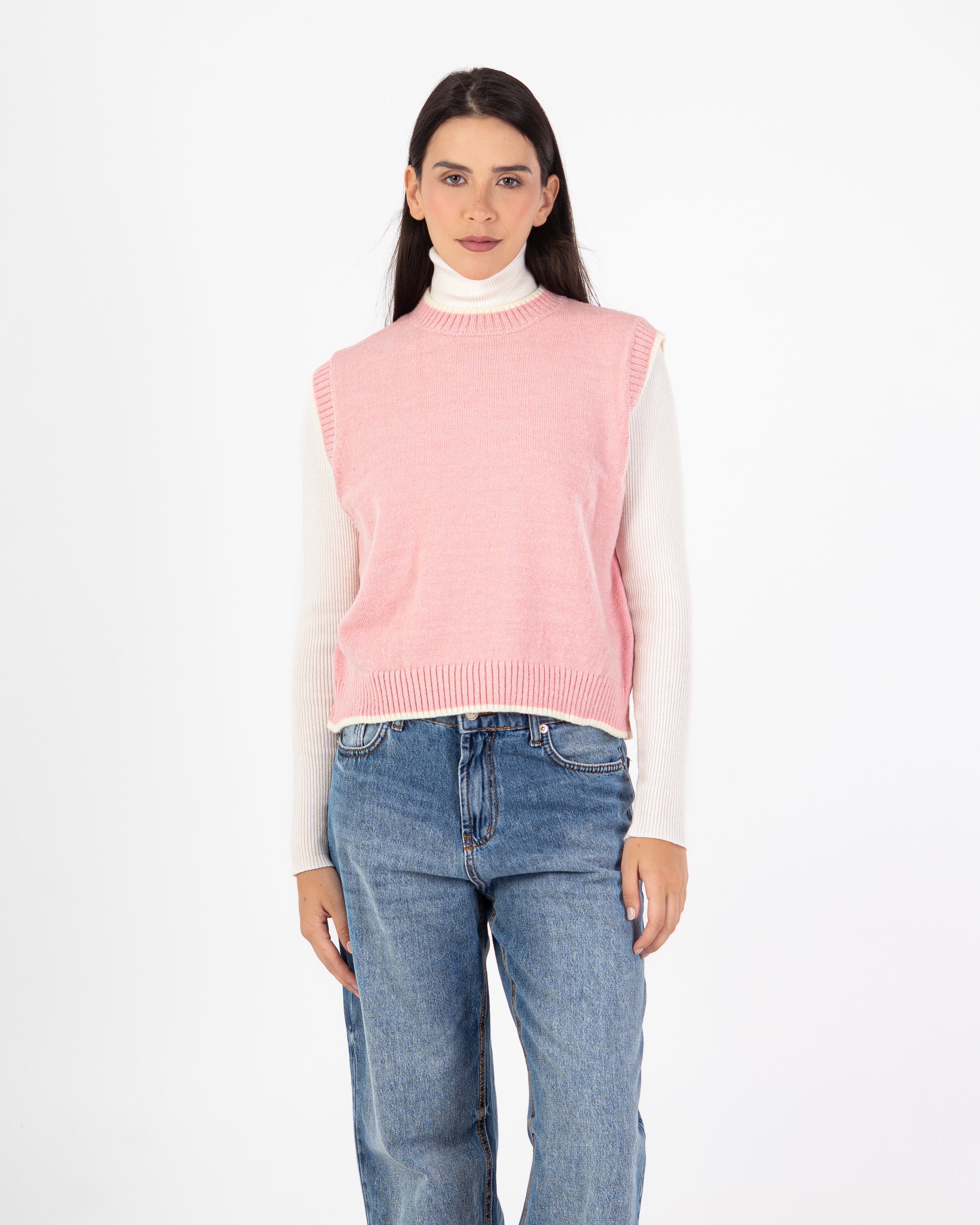 Knitwear Vest – Plain With Color Stripe