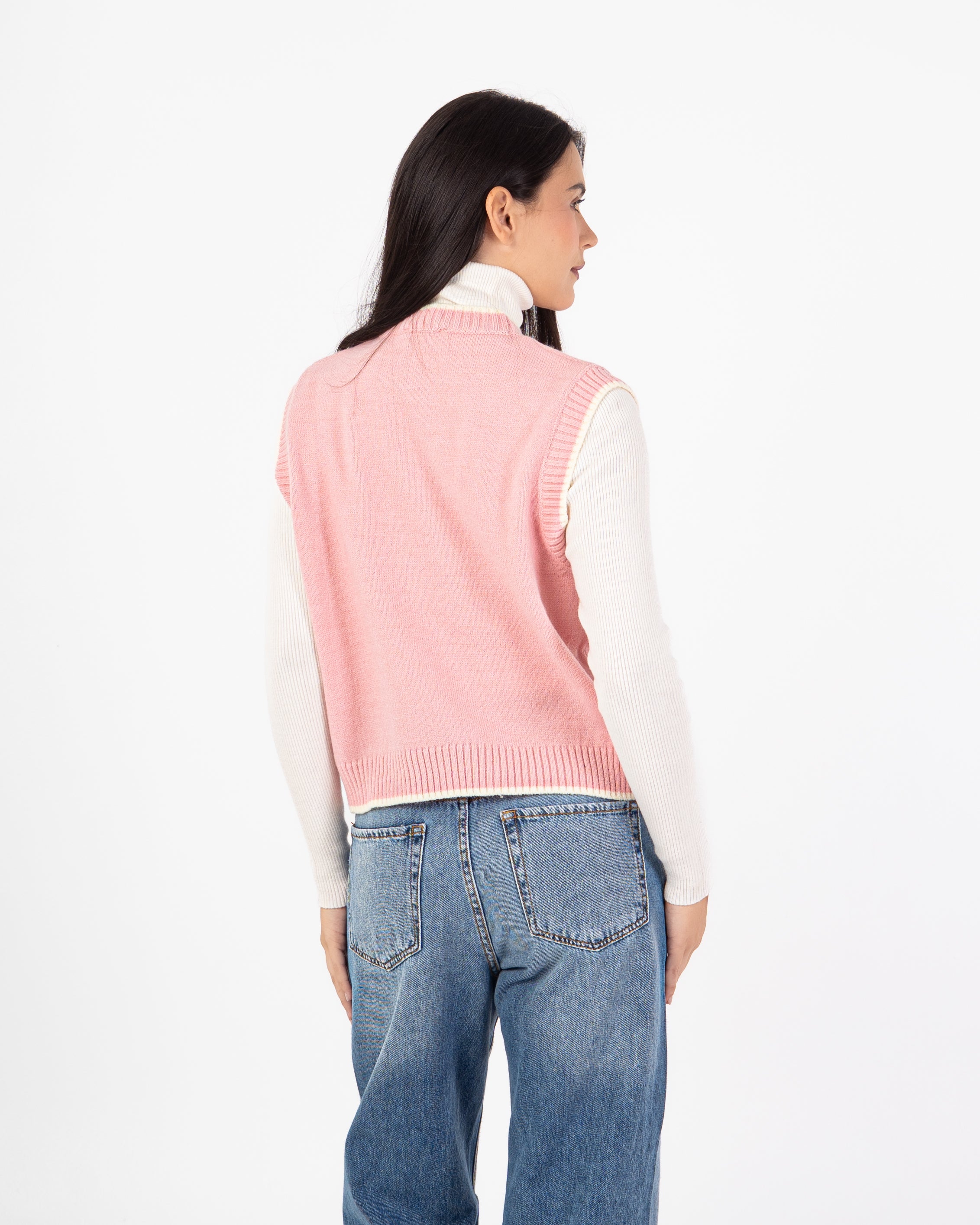 Knitwear Vest – Plain With Color Stripe