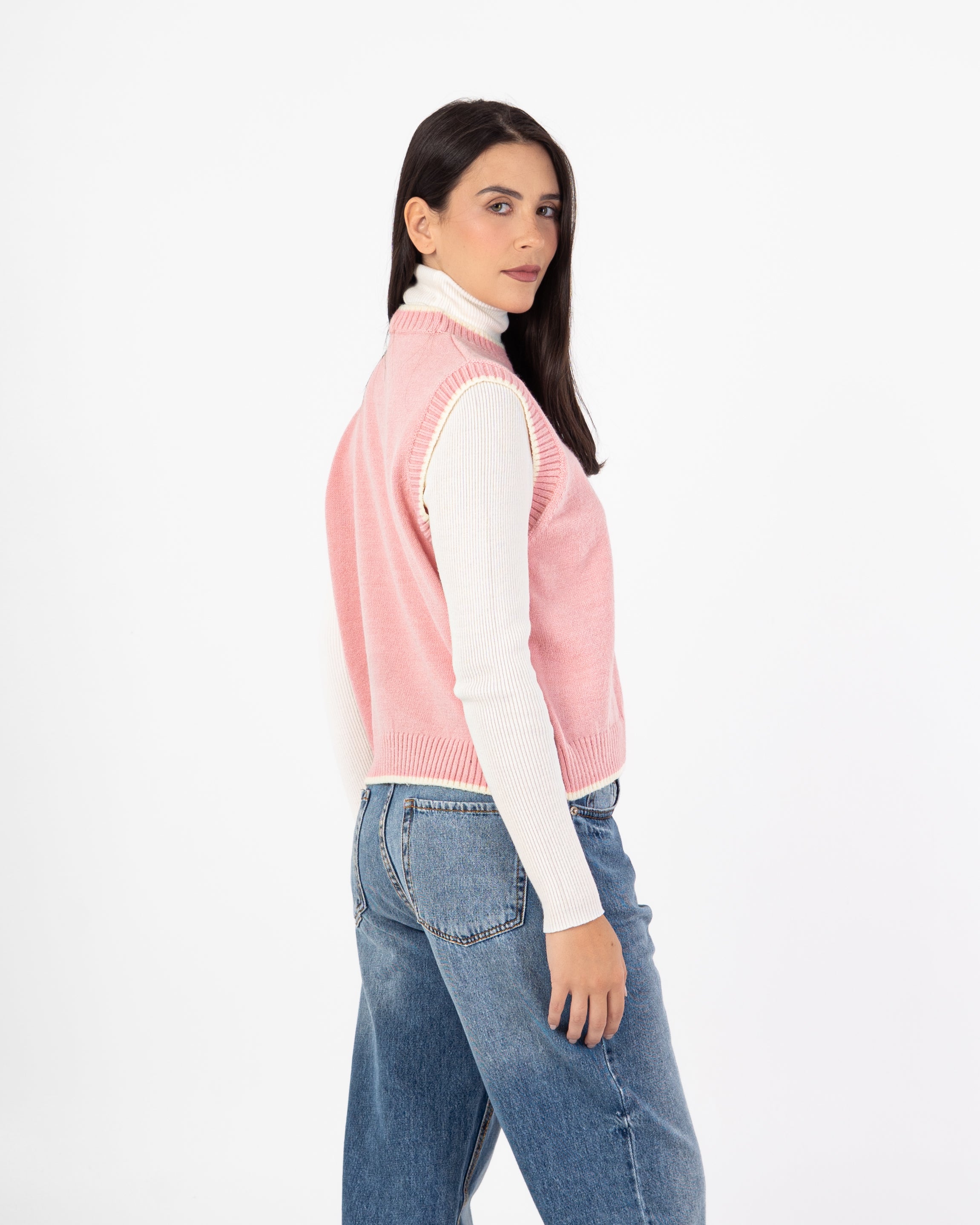 Knitwear Vest – Plain With Color Stripe