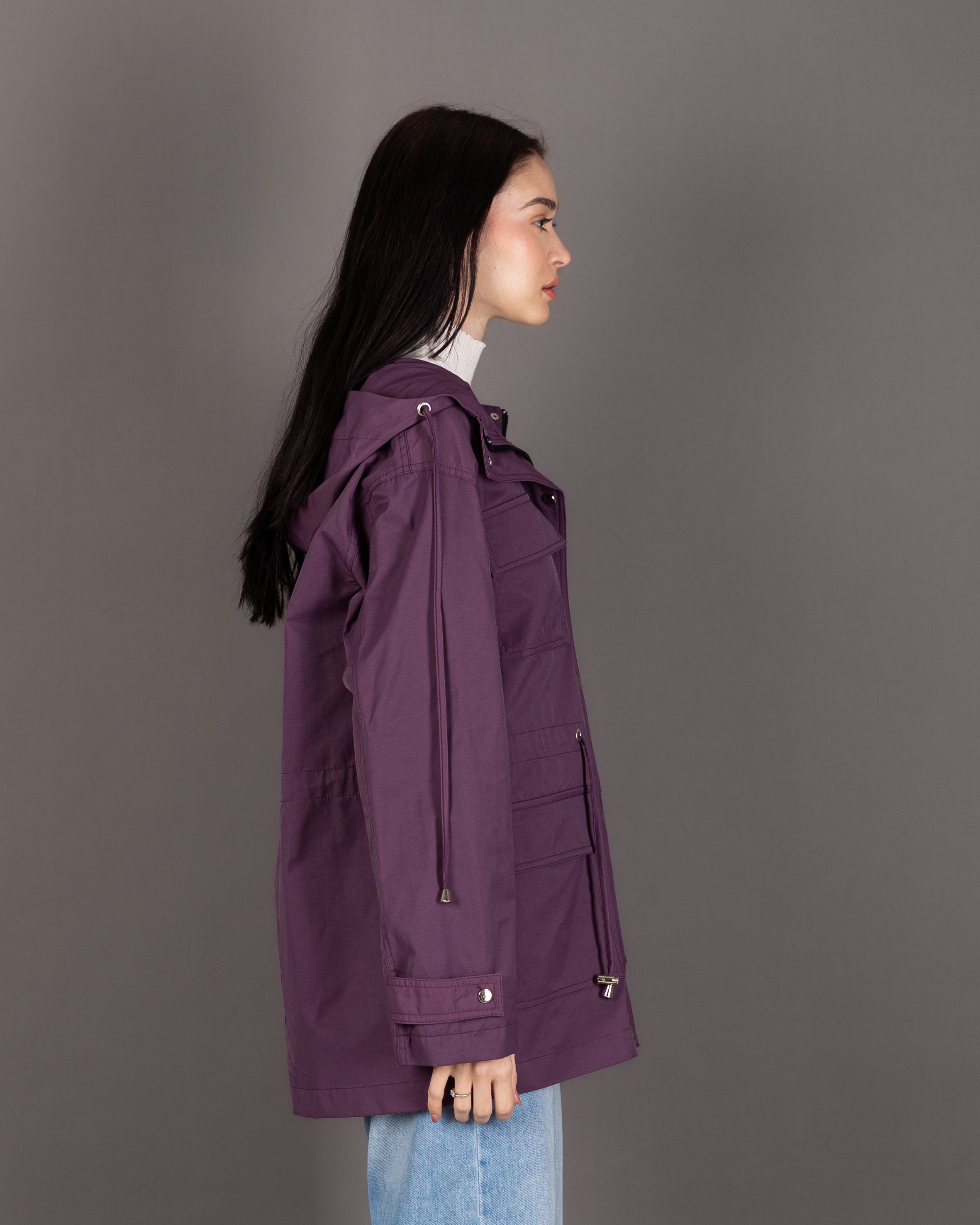 Long Gabardine Jacket - With Square Pockets