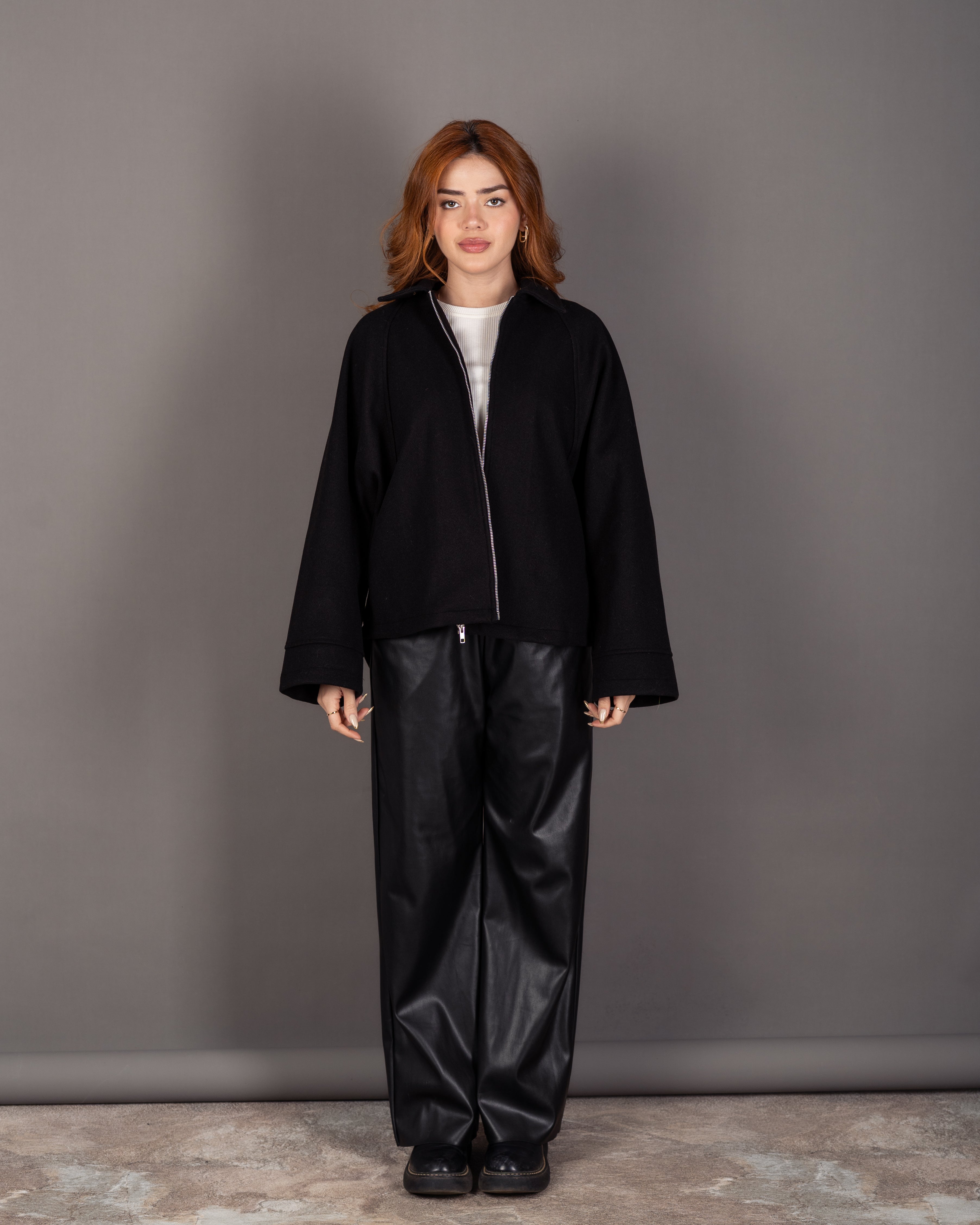 Plain Wool Jacket - With Folded Sleeves