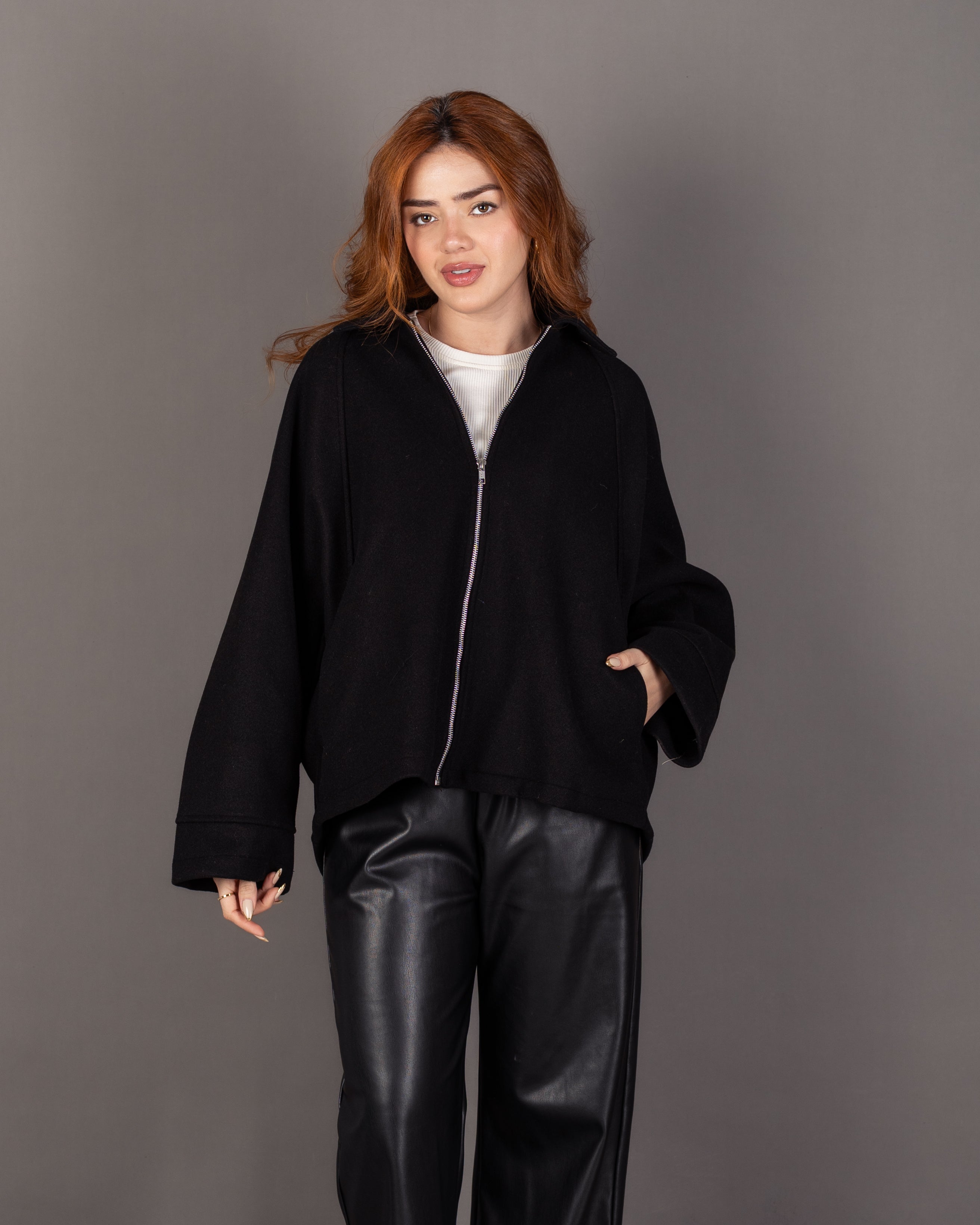 Plain Wool Jacket - With Folded Sleeves