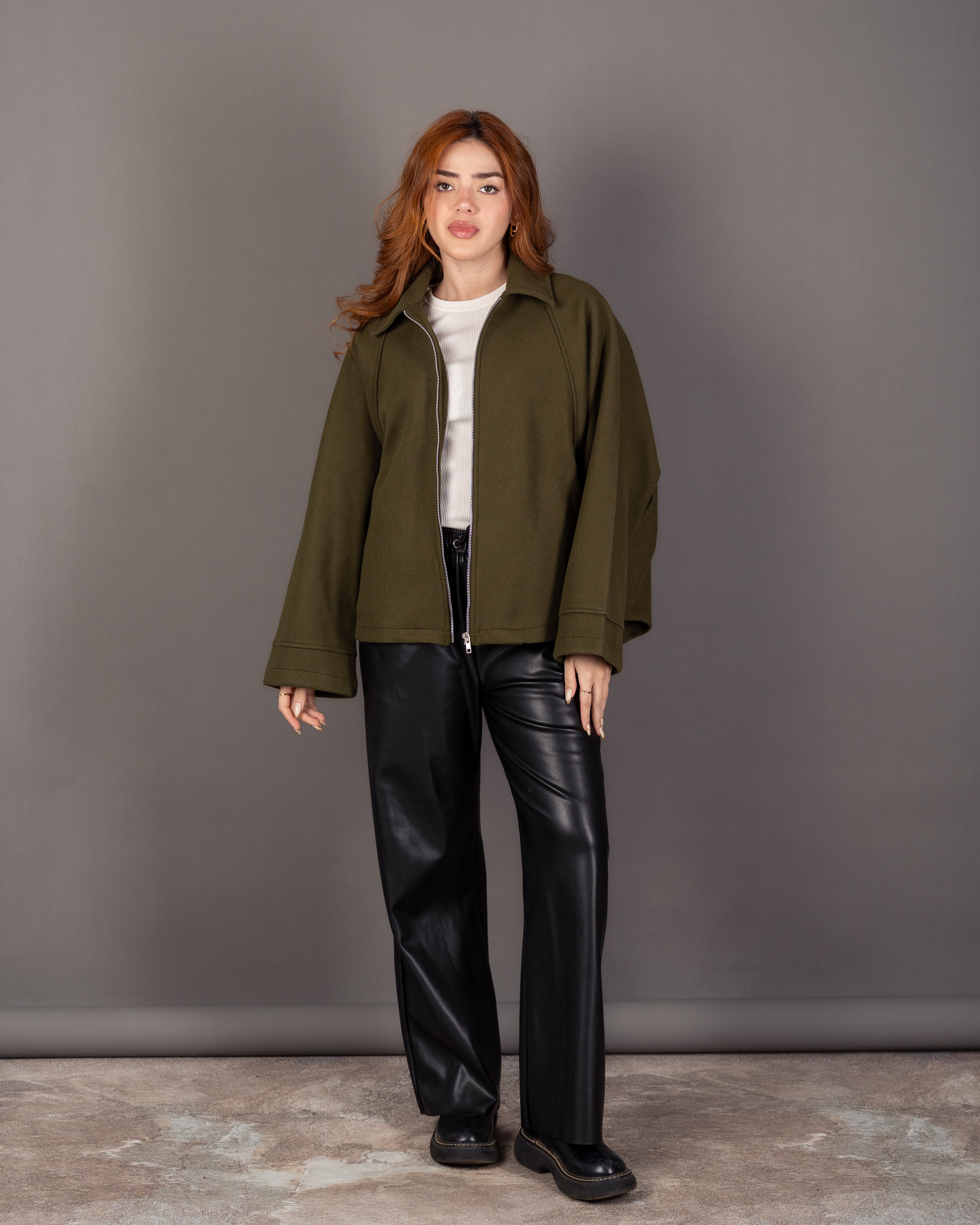 Plain Wool Jacket - With Folded Sleeves