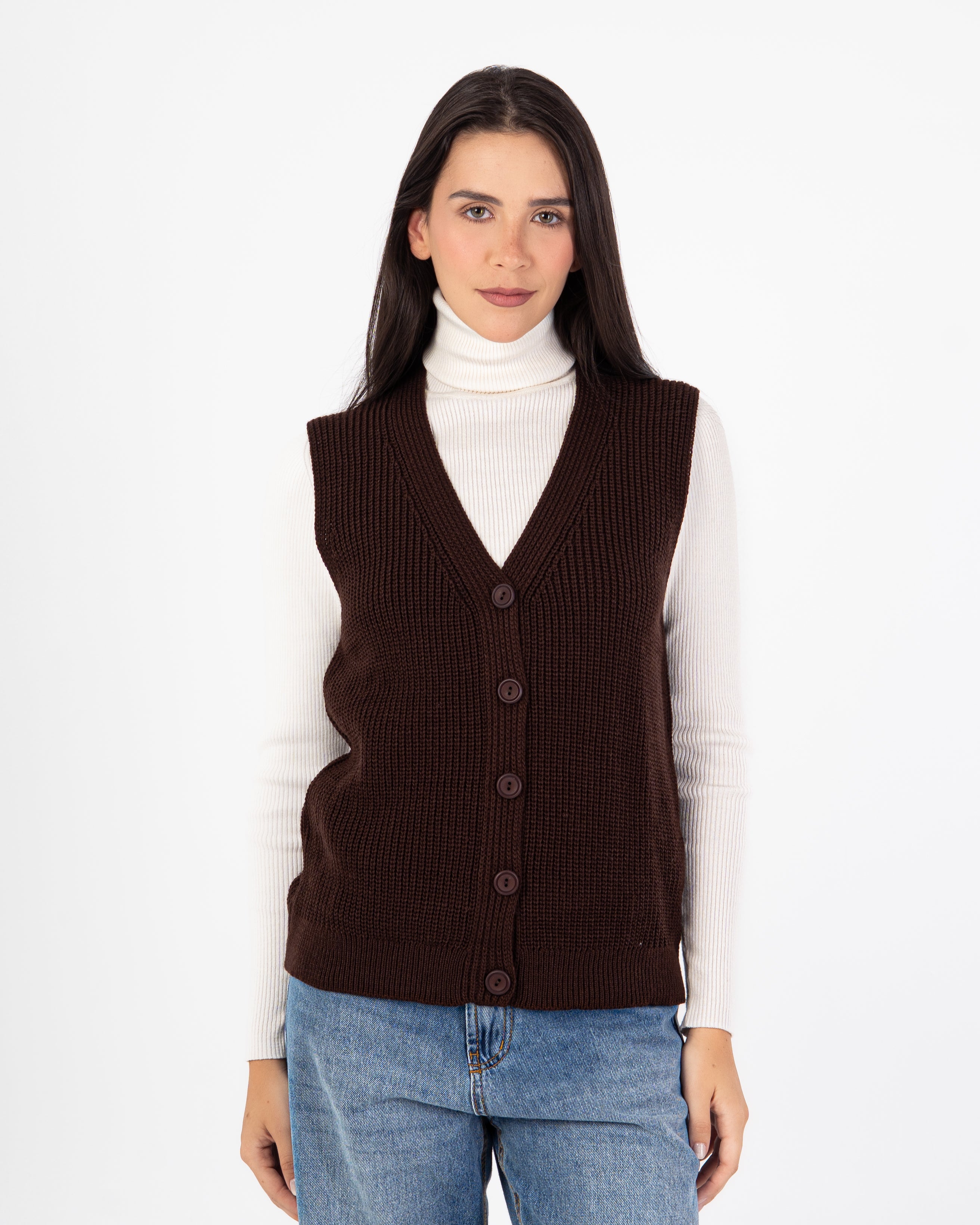 Knitwear Vest – Buttons (Wide Neck)
