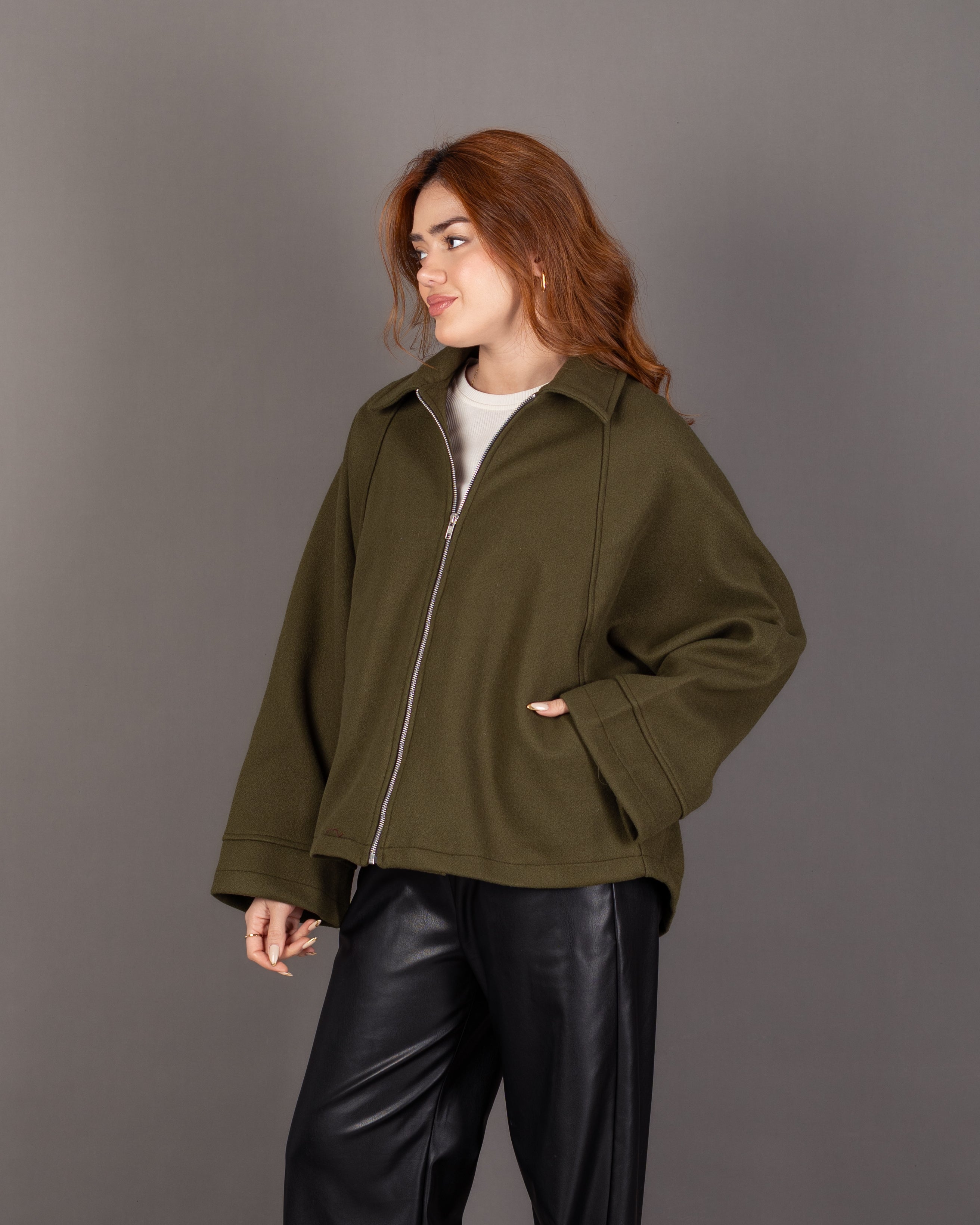 Plain Wool Jacket - With Folded Sleeves