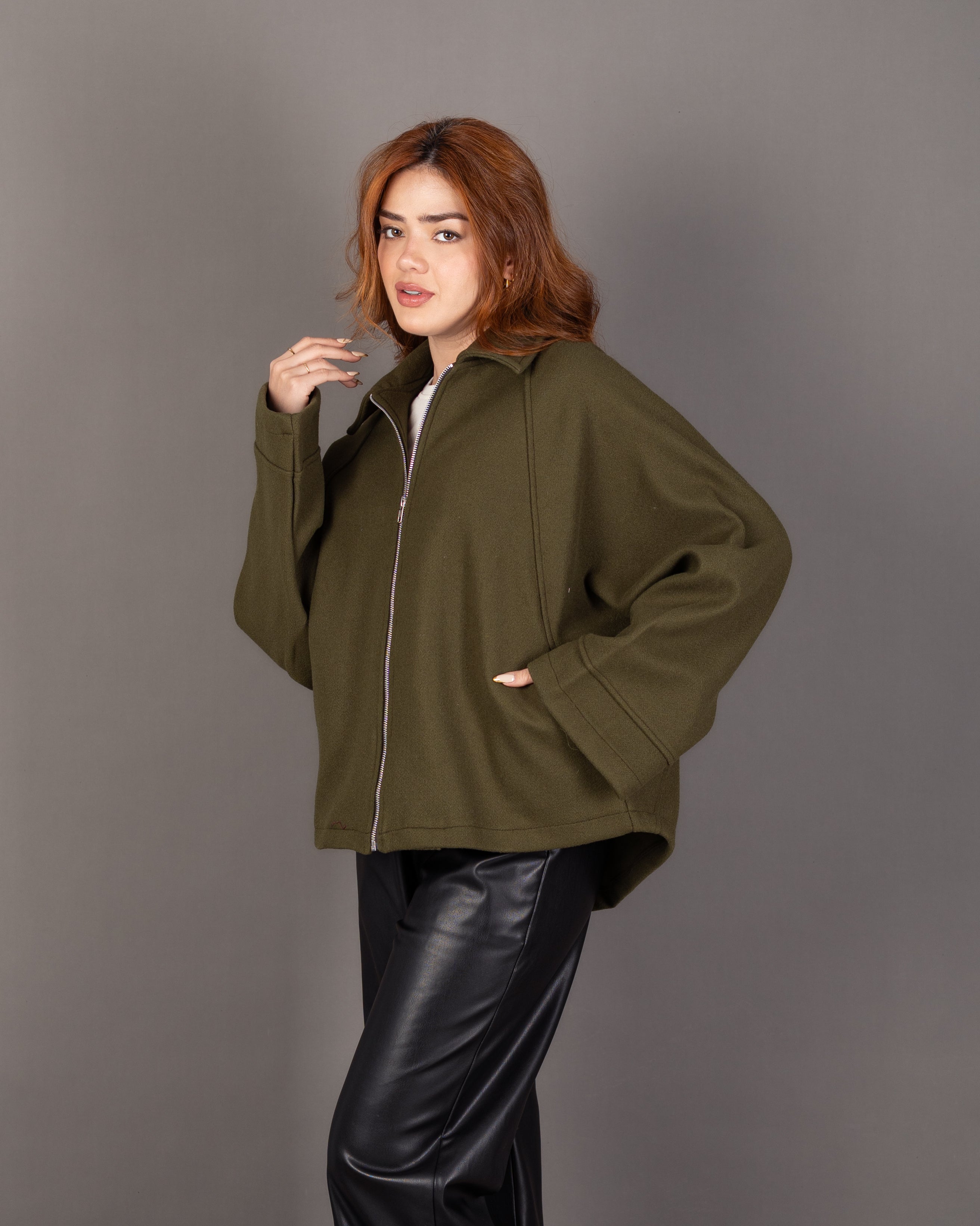 Plain Wool Jacket - With Folded Sleeves