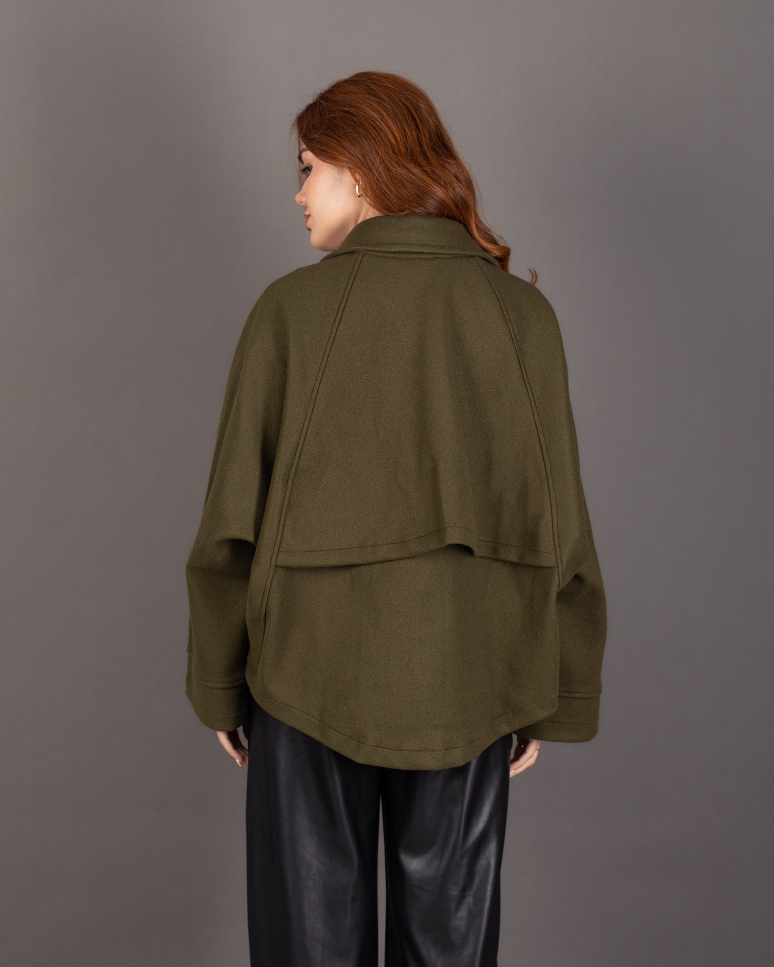 Plain Wool Jacket - With Folded Sleeves