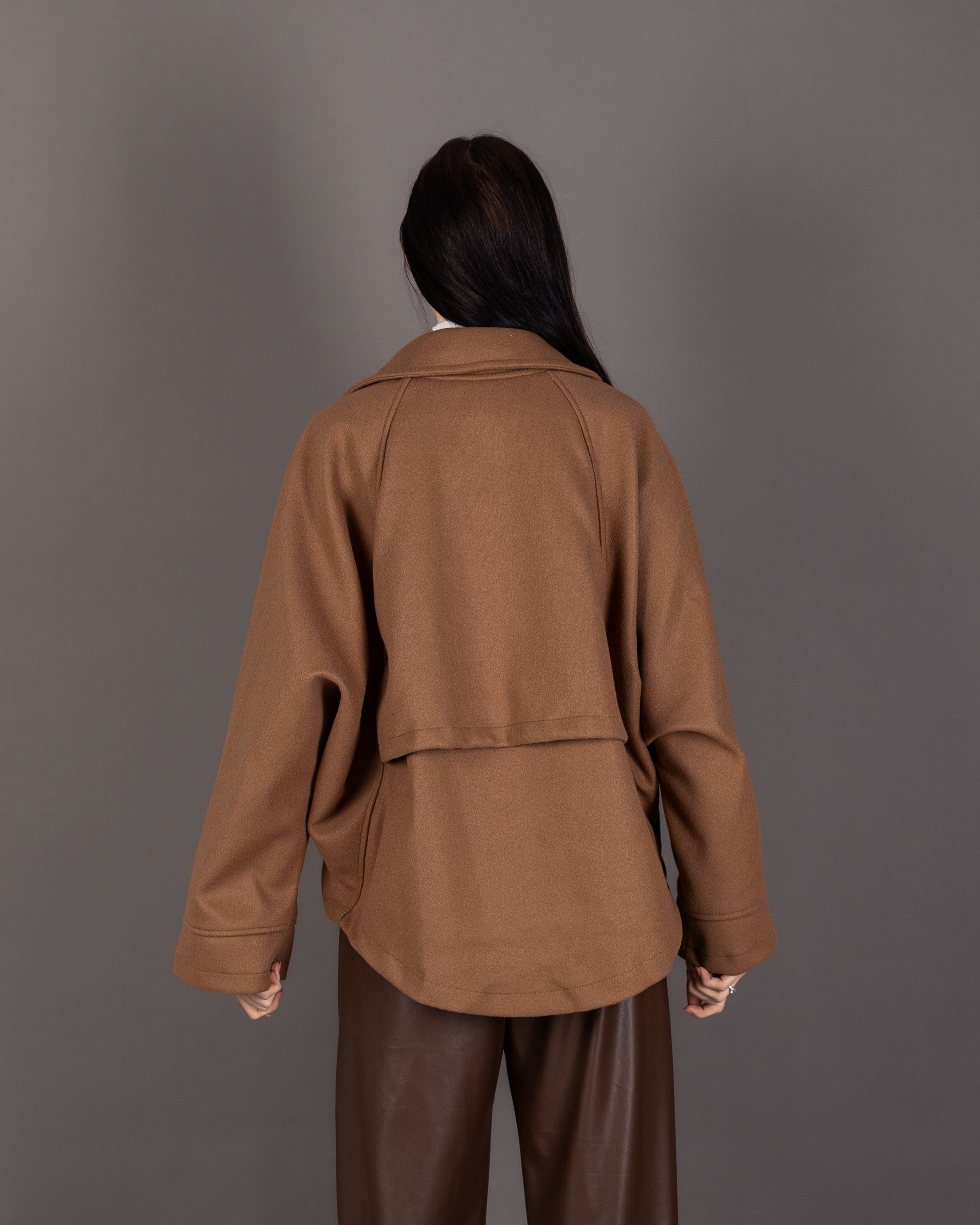 Plain Wool Jacket - With Folded Sleeves