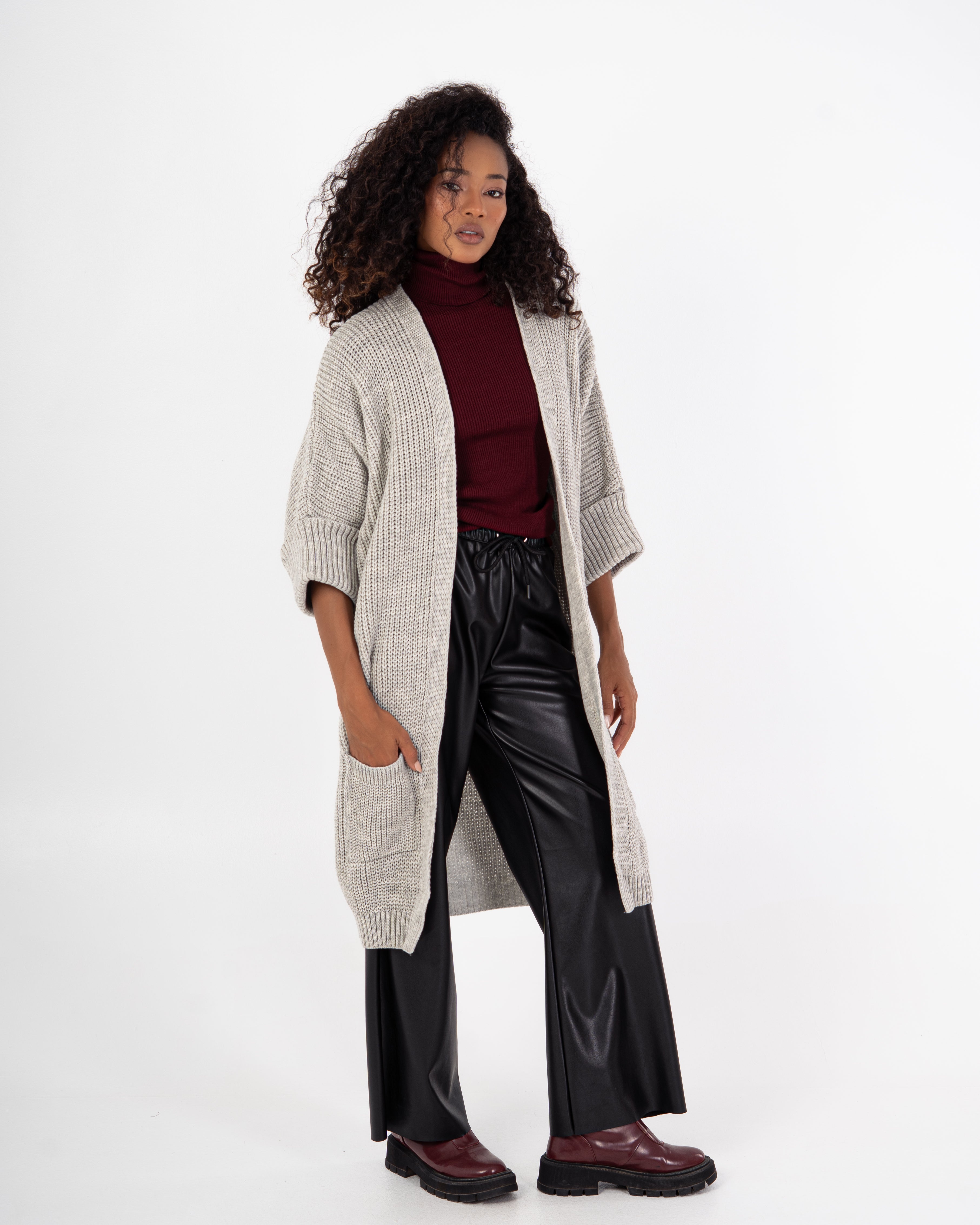 Knitwear Cardigan – (Folded Sleeves - Plain)