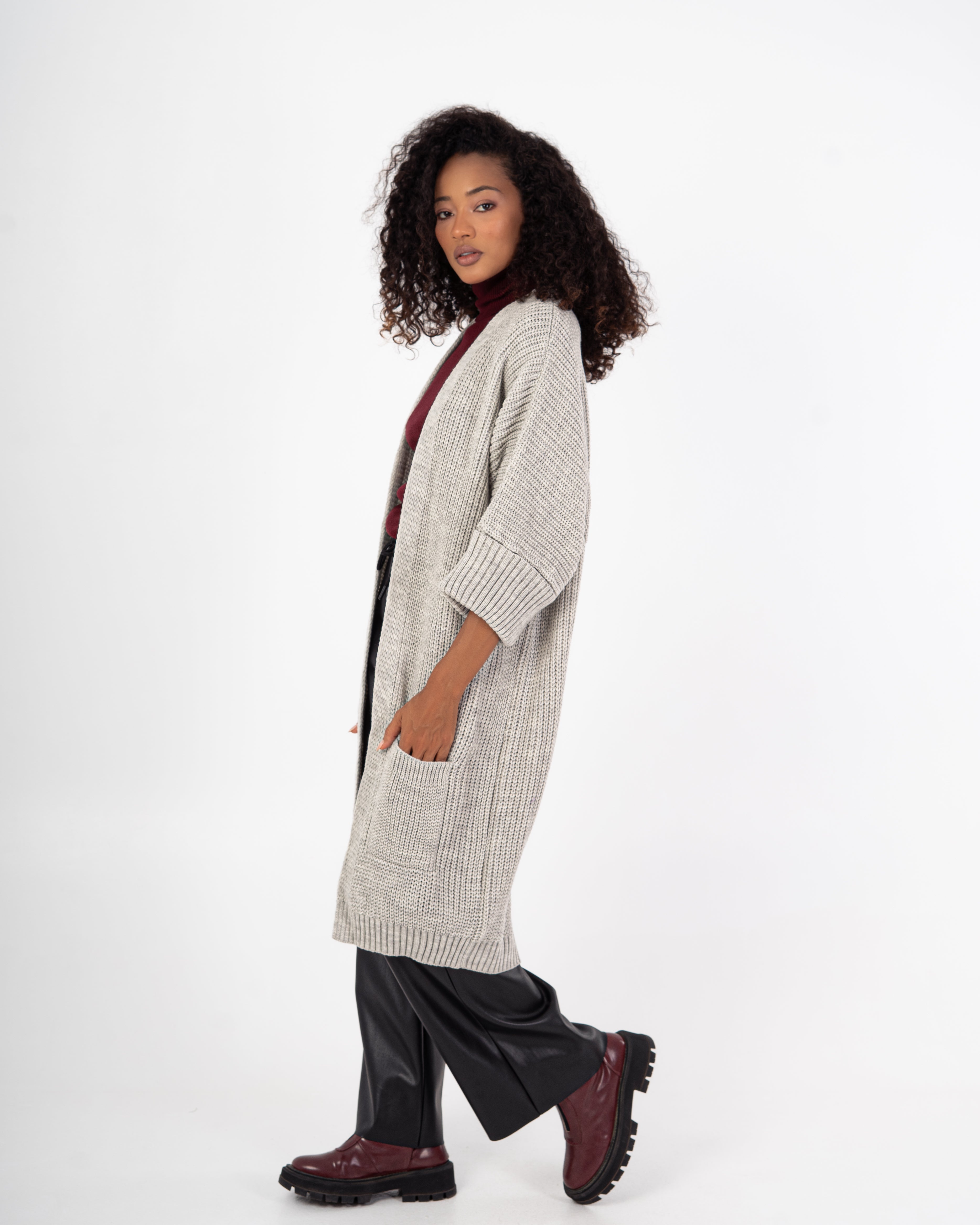 Knitwear Cardigan – (Folded Sleeves - Plain)