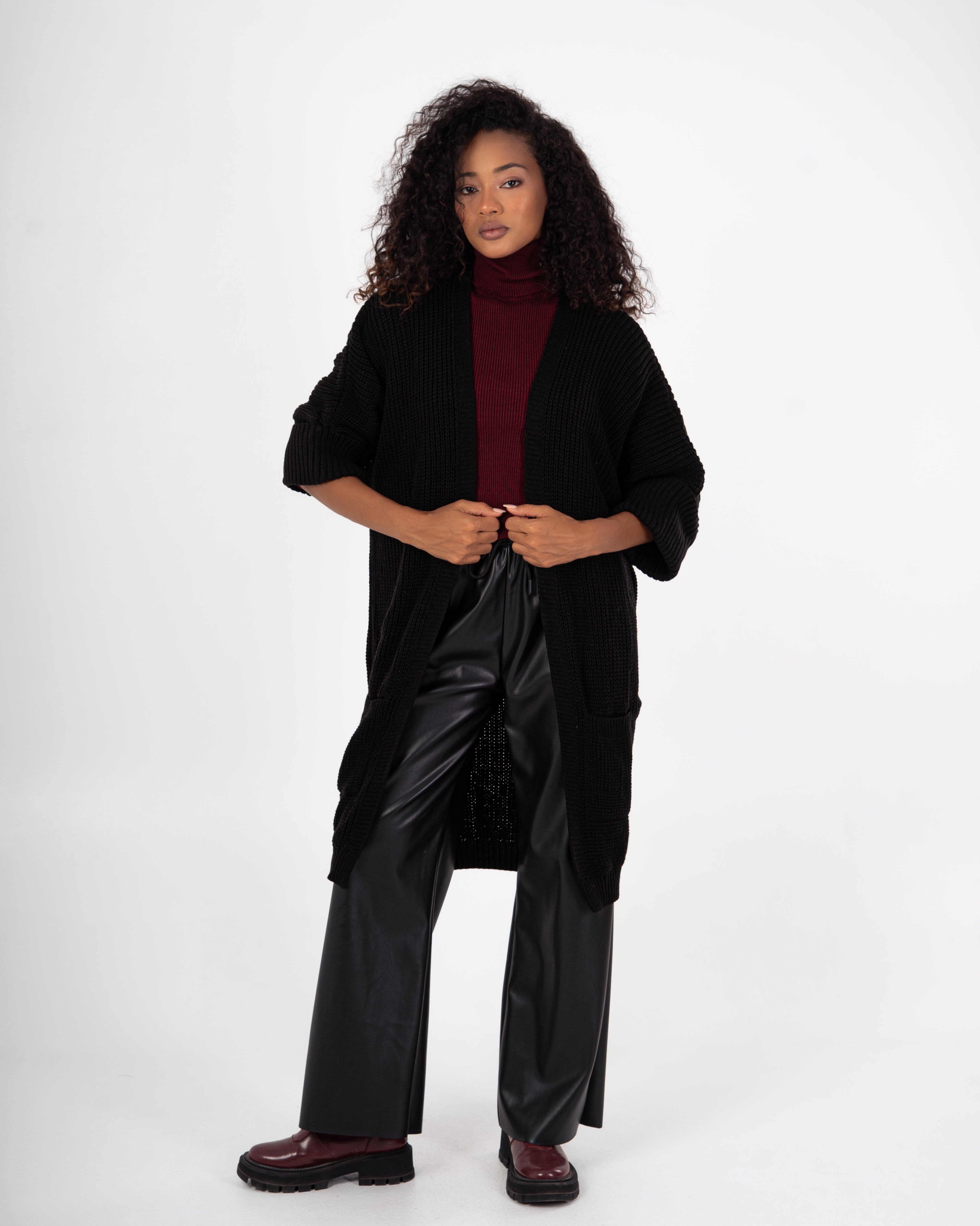 Knitwear Cardigan – (Folded Sleeves - Plain)