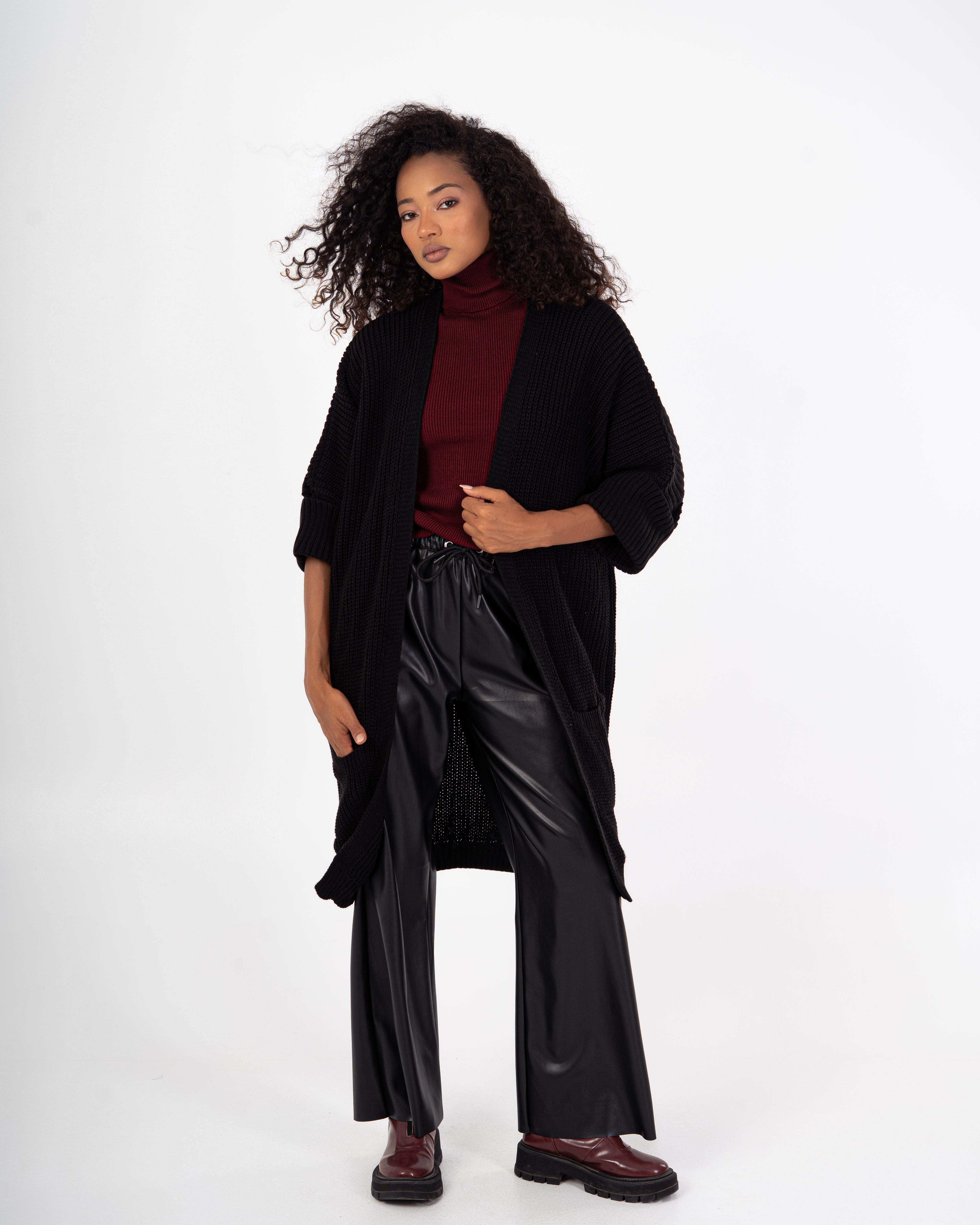 Knitwear Cardigan – (Folded Sleeves - Plain)