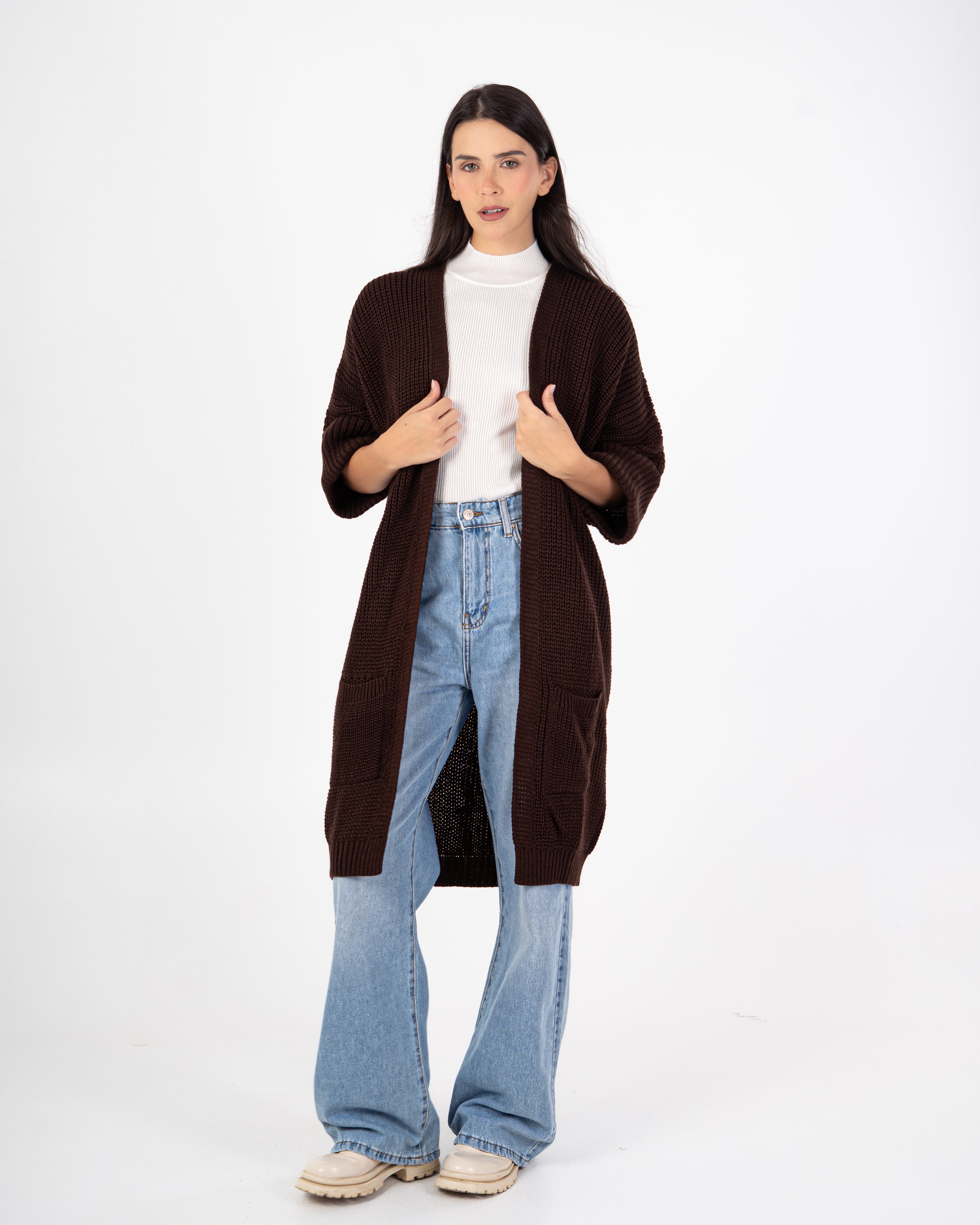 Knitwear Cardigan – (Folded Sleeves - Plain)