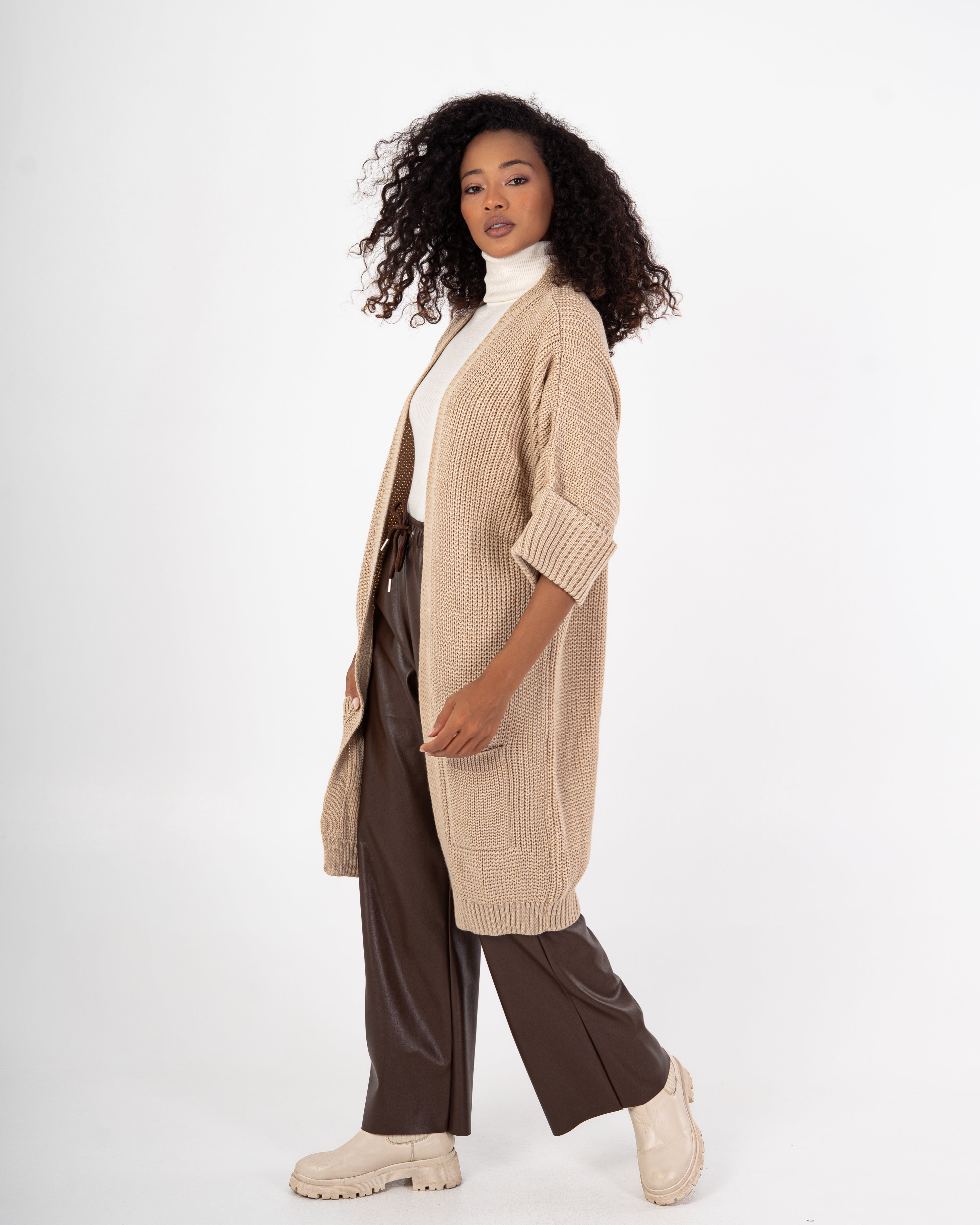Knitwear Cardigan – (Folded Sleeves - Plain)