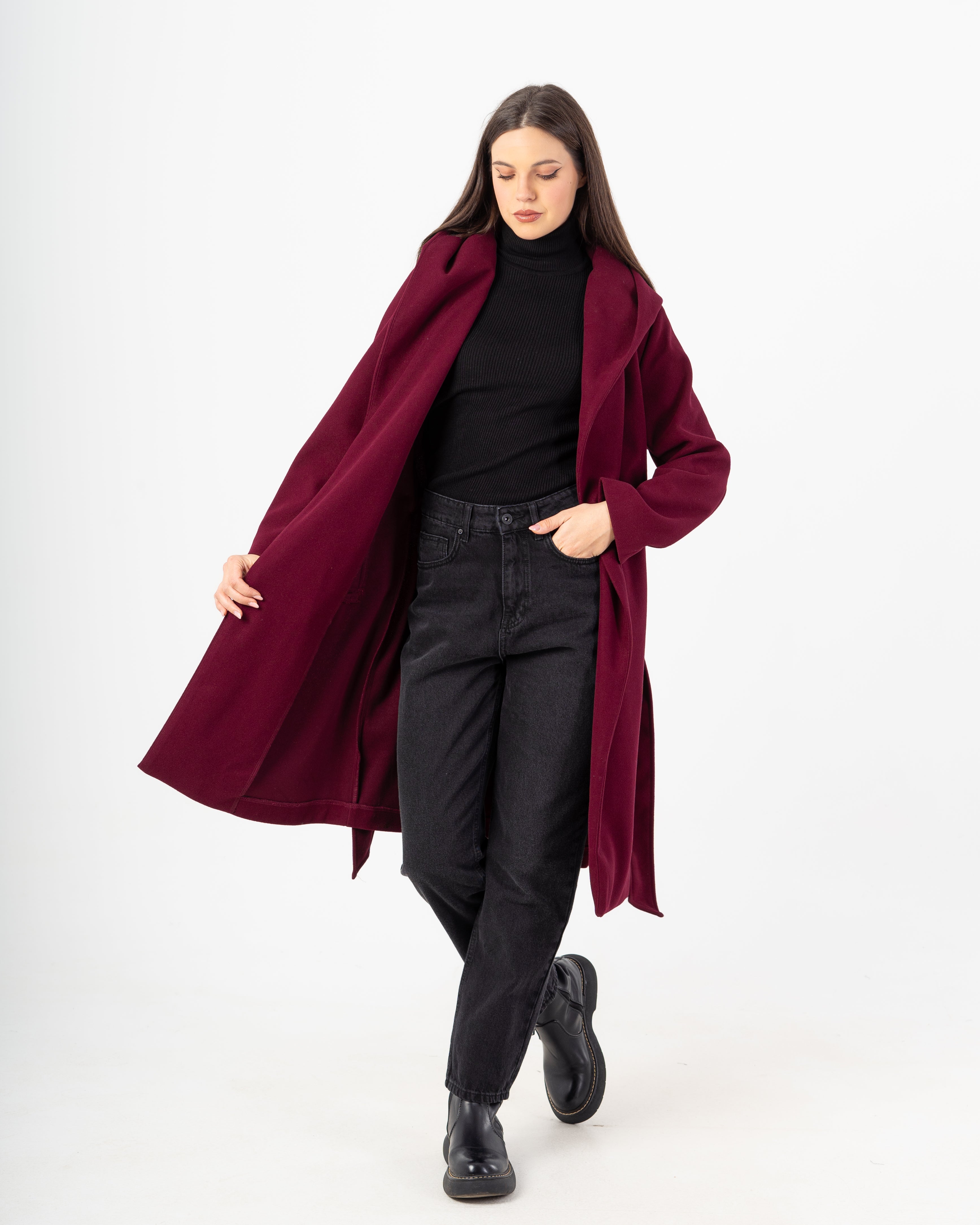 Minimalist Coat - With Belt (Hooded)