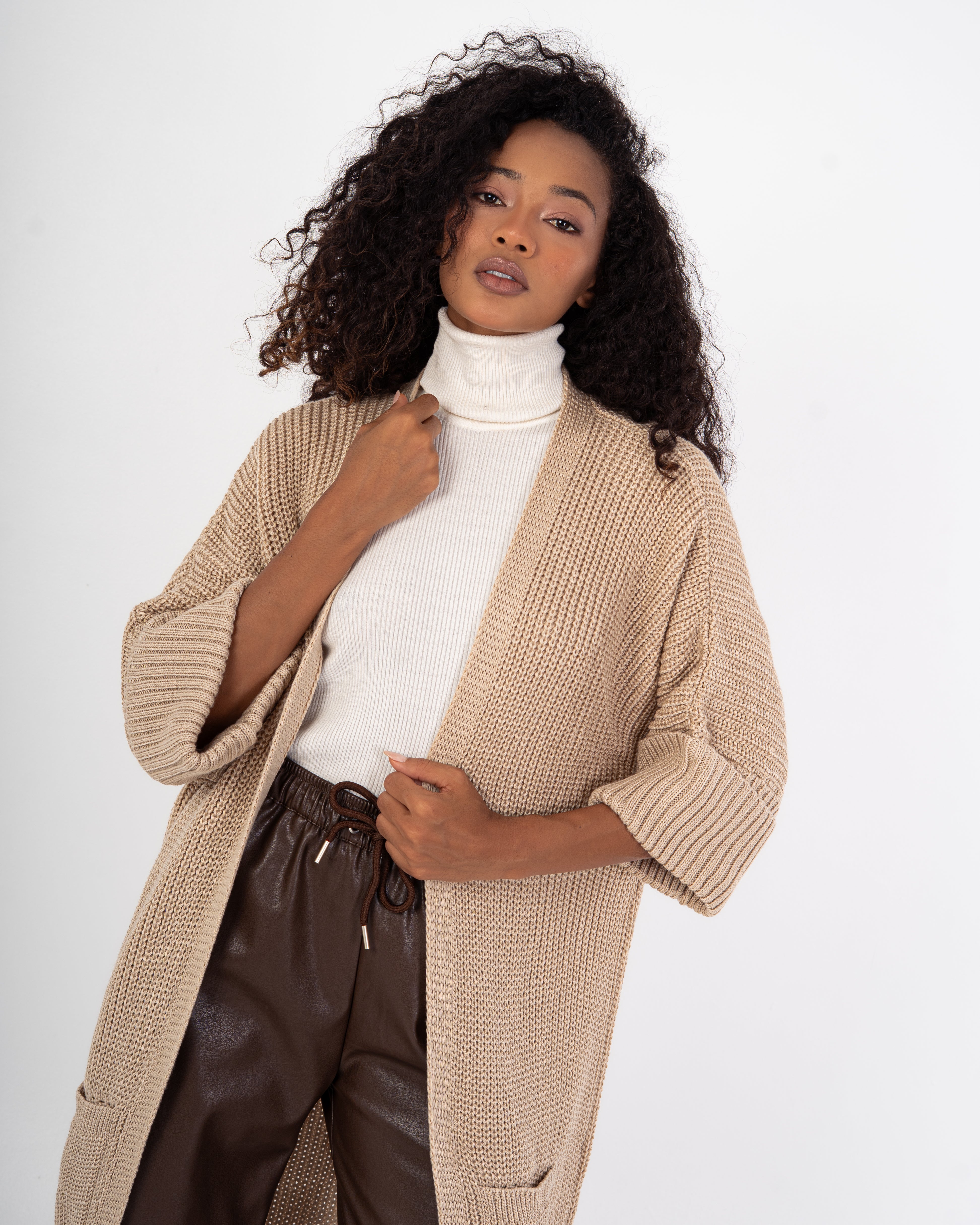 Knitwear Cardigan – (Folded Sleeves - Plain)