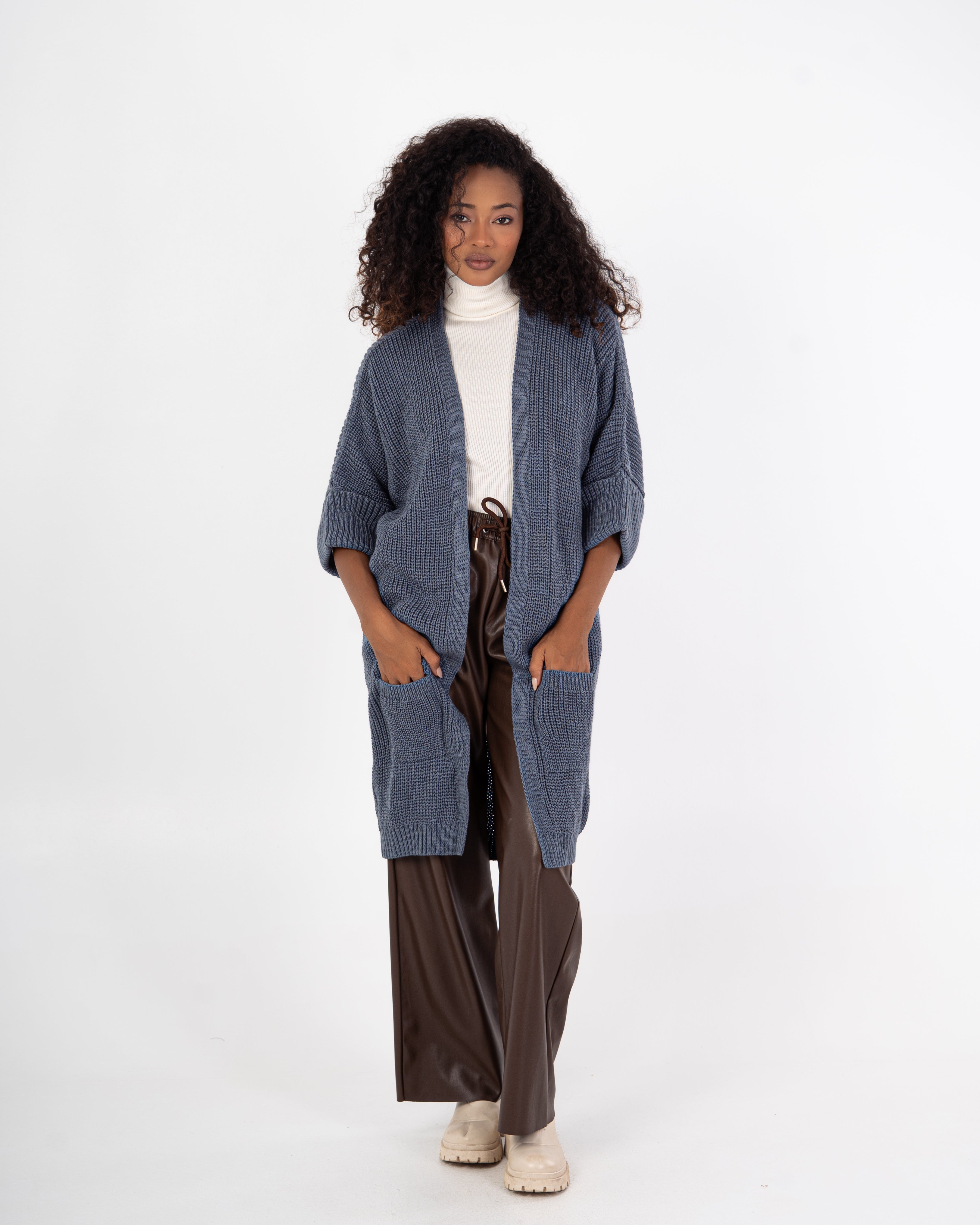 Knitwear Cardigan – (Folded Sleeves - Plain)