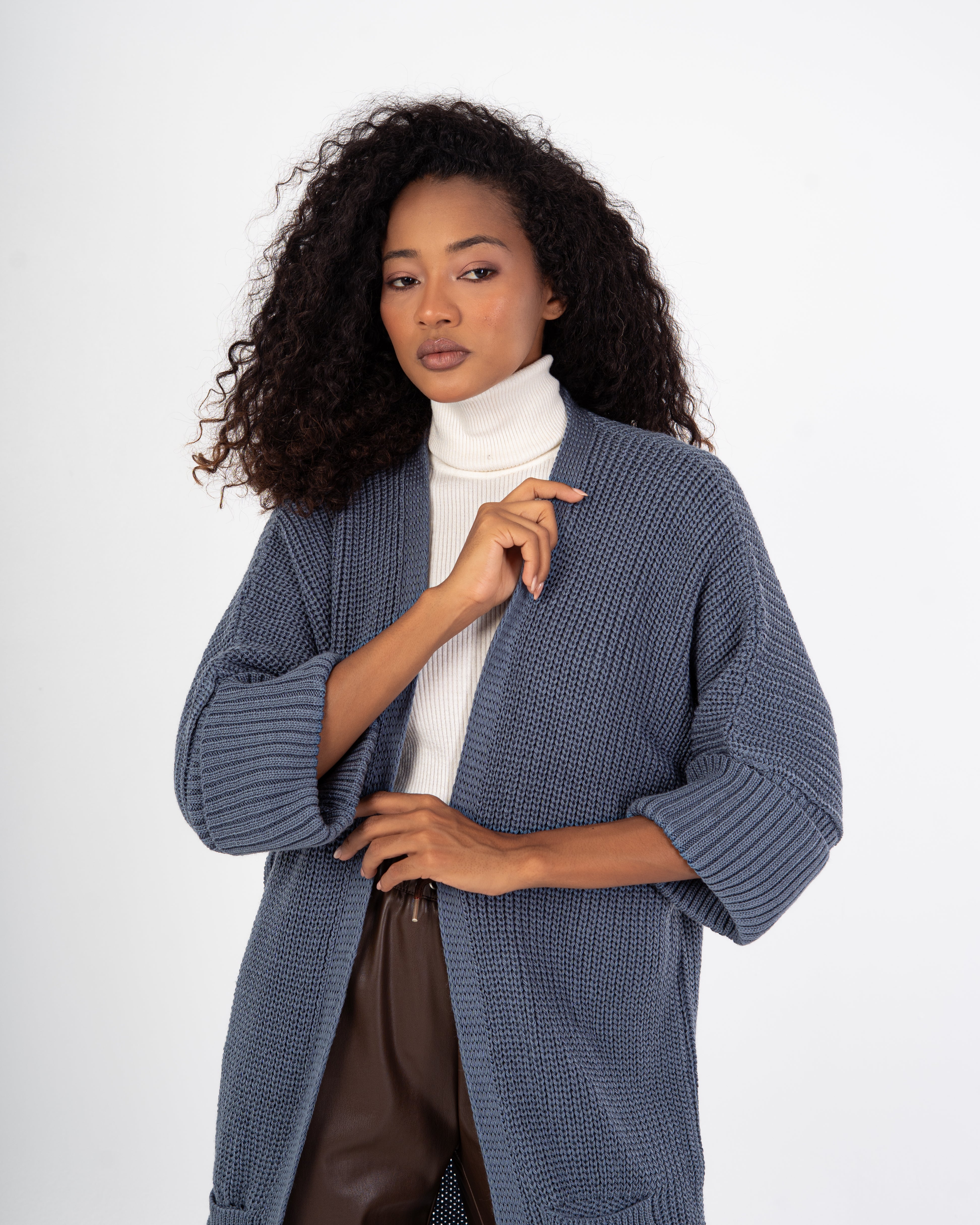 Knitwear Cardigan – (Folded Sleeves - Plain)