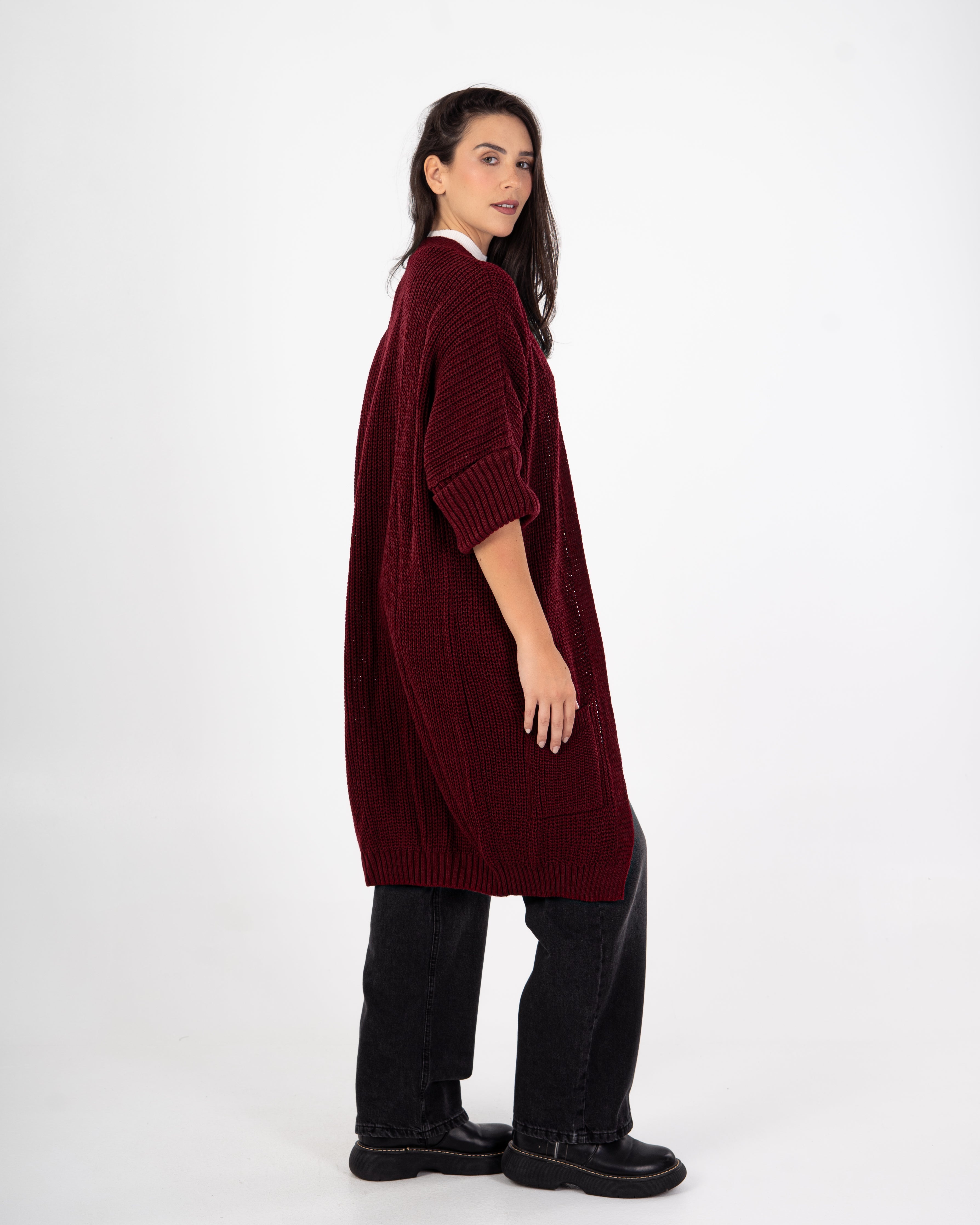 Knitwear Cardigan – (Folded Sleeves - Plain)
