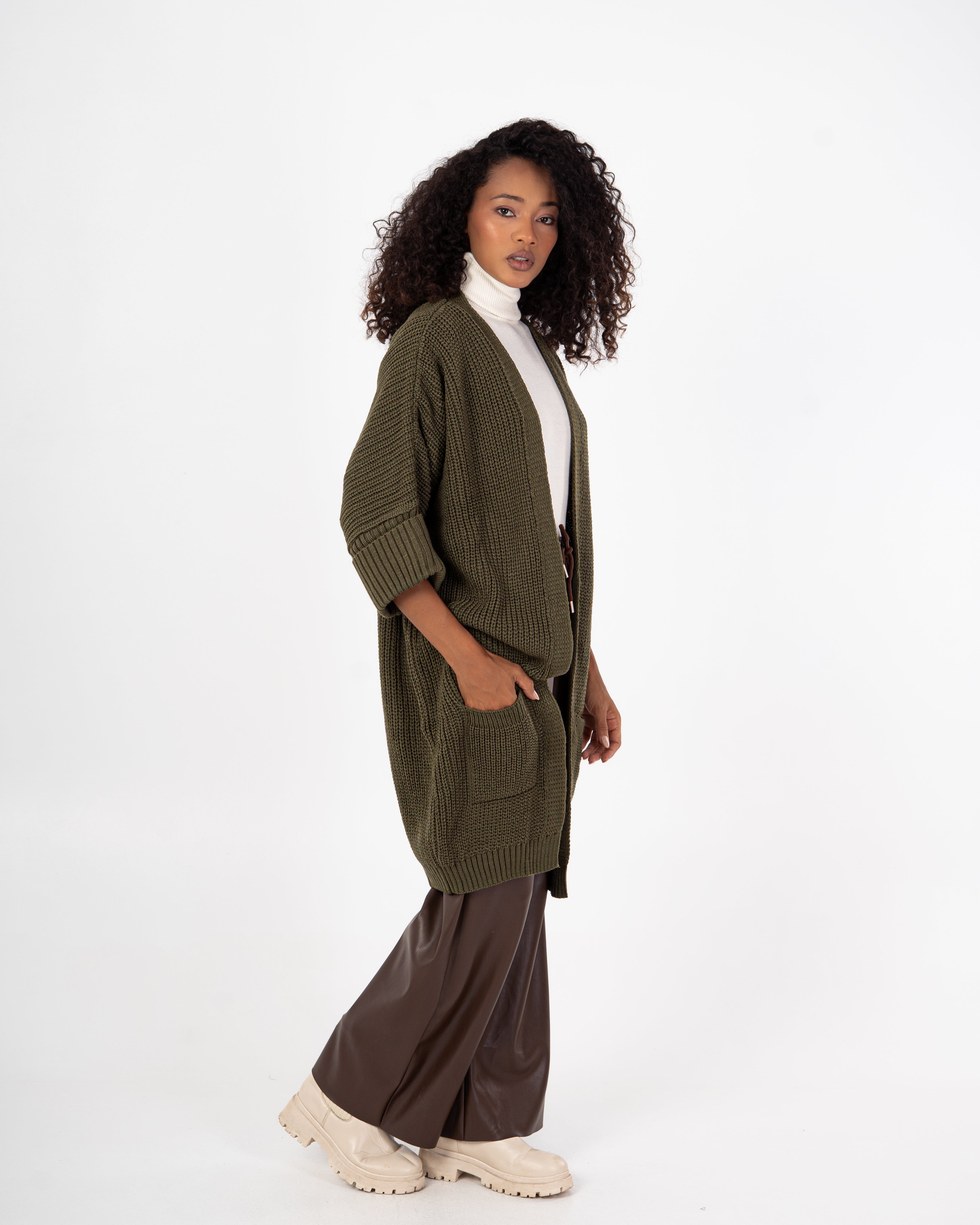 Knitwear Cardigan – (Folded Sleeves - Plain)