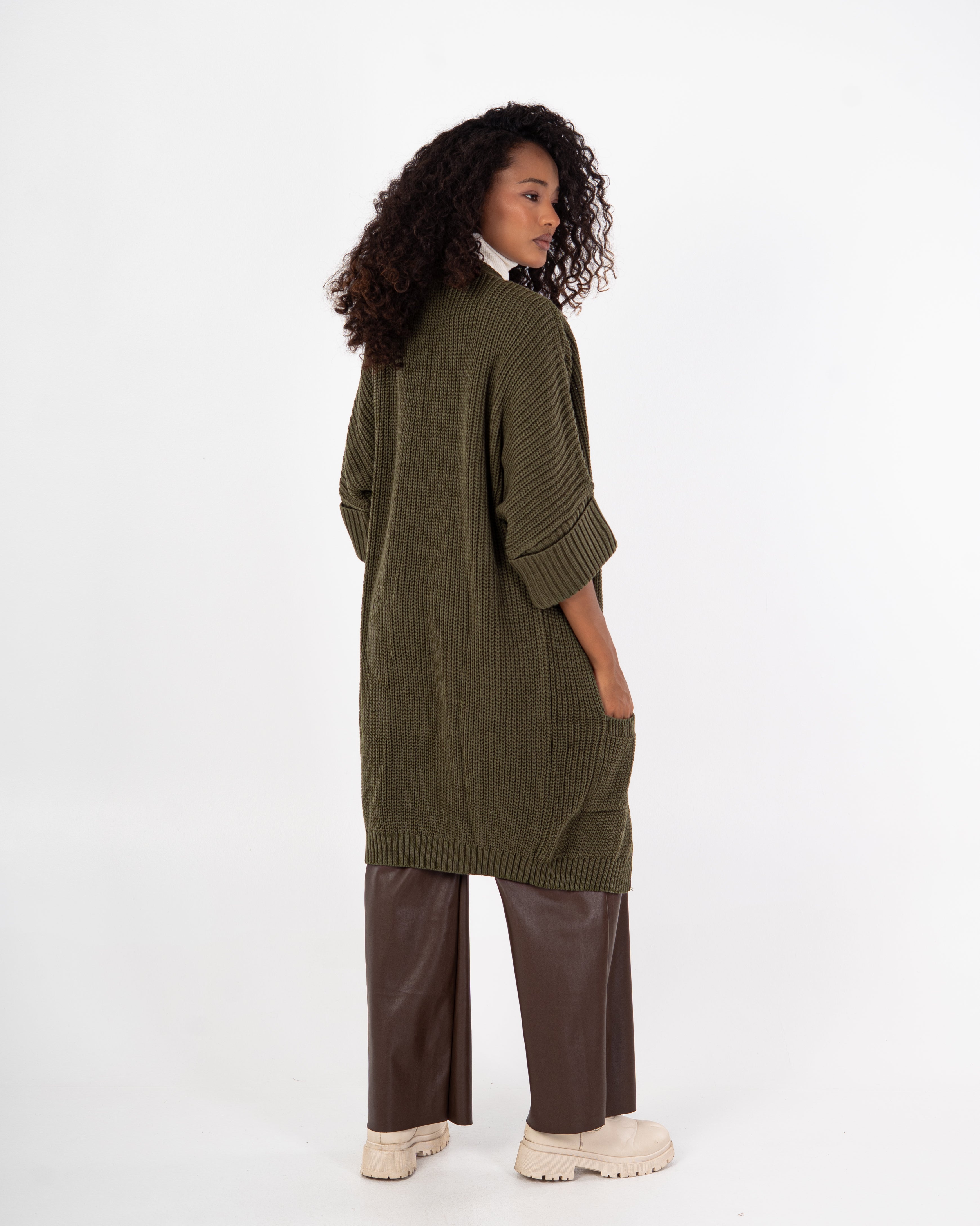 Knitwear Cardigan – (Folded Sleeves - Plain)