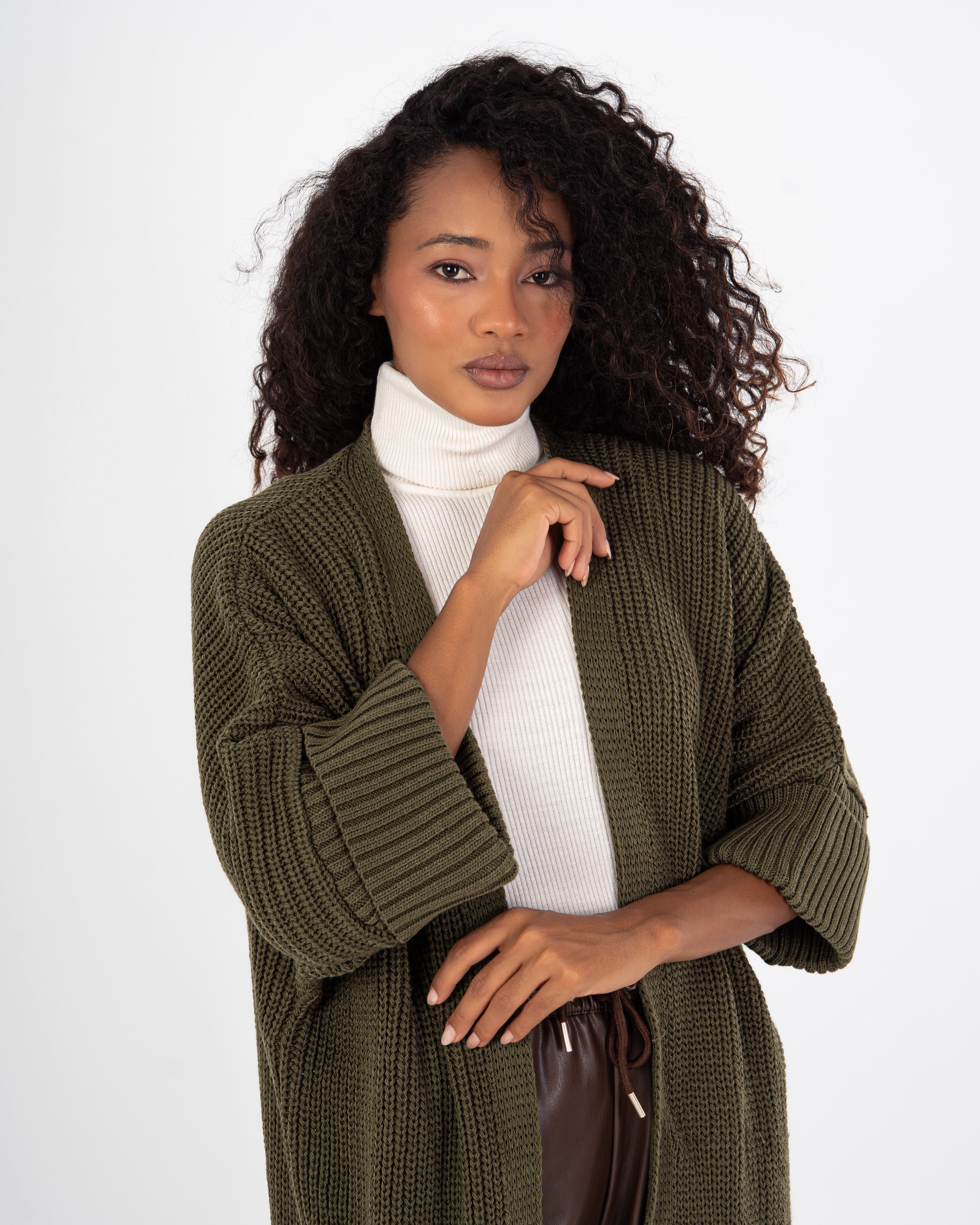 Knitwear Cardigan – (Folded Sleeves - Plain)