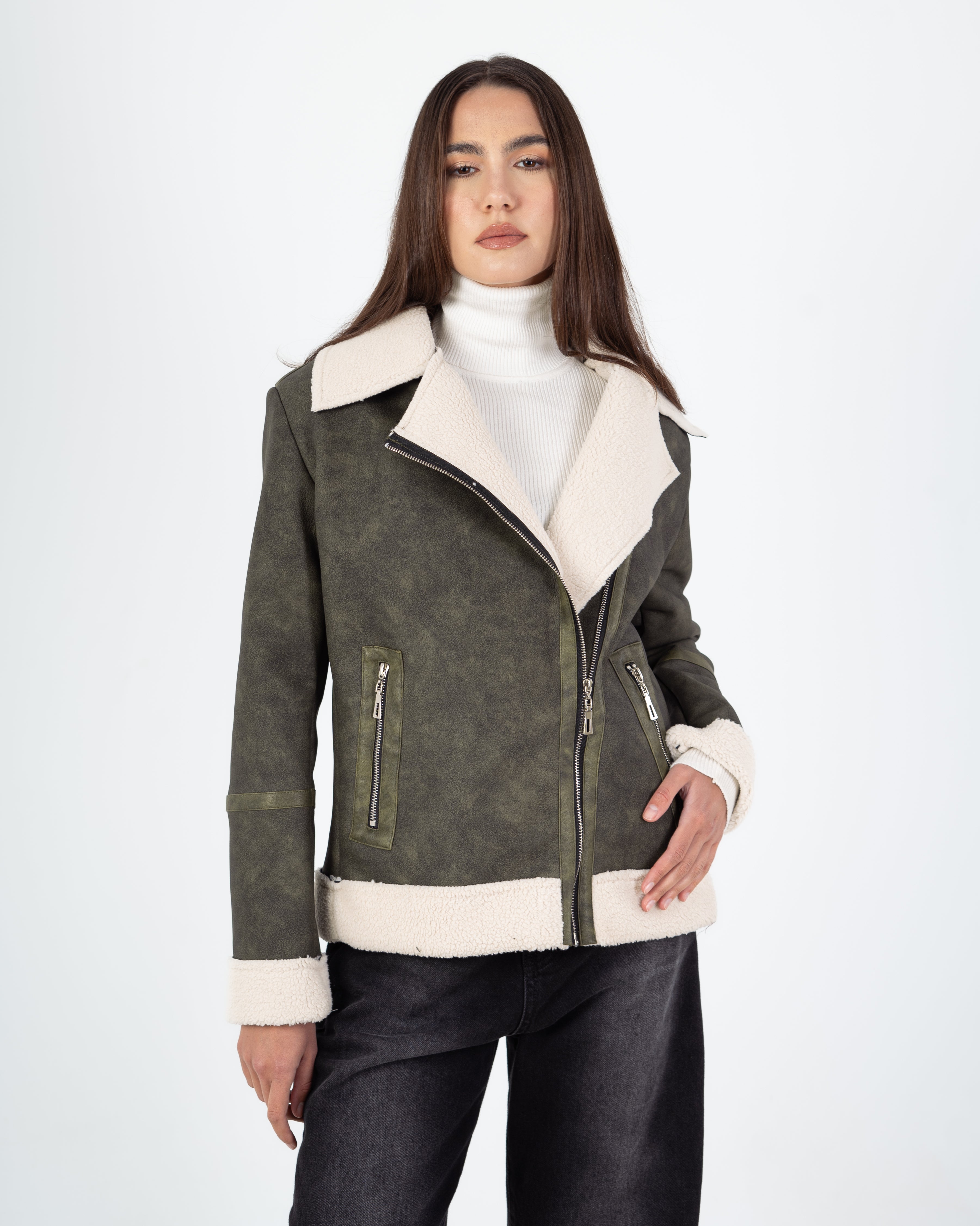 Leather Jacket - Fur (Zipper Pockets) Hand Line