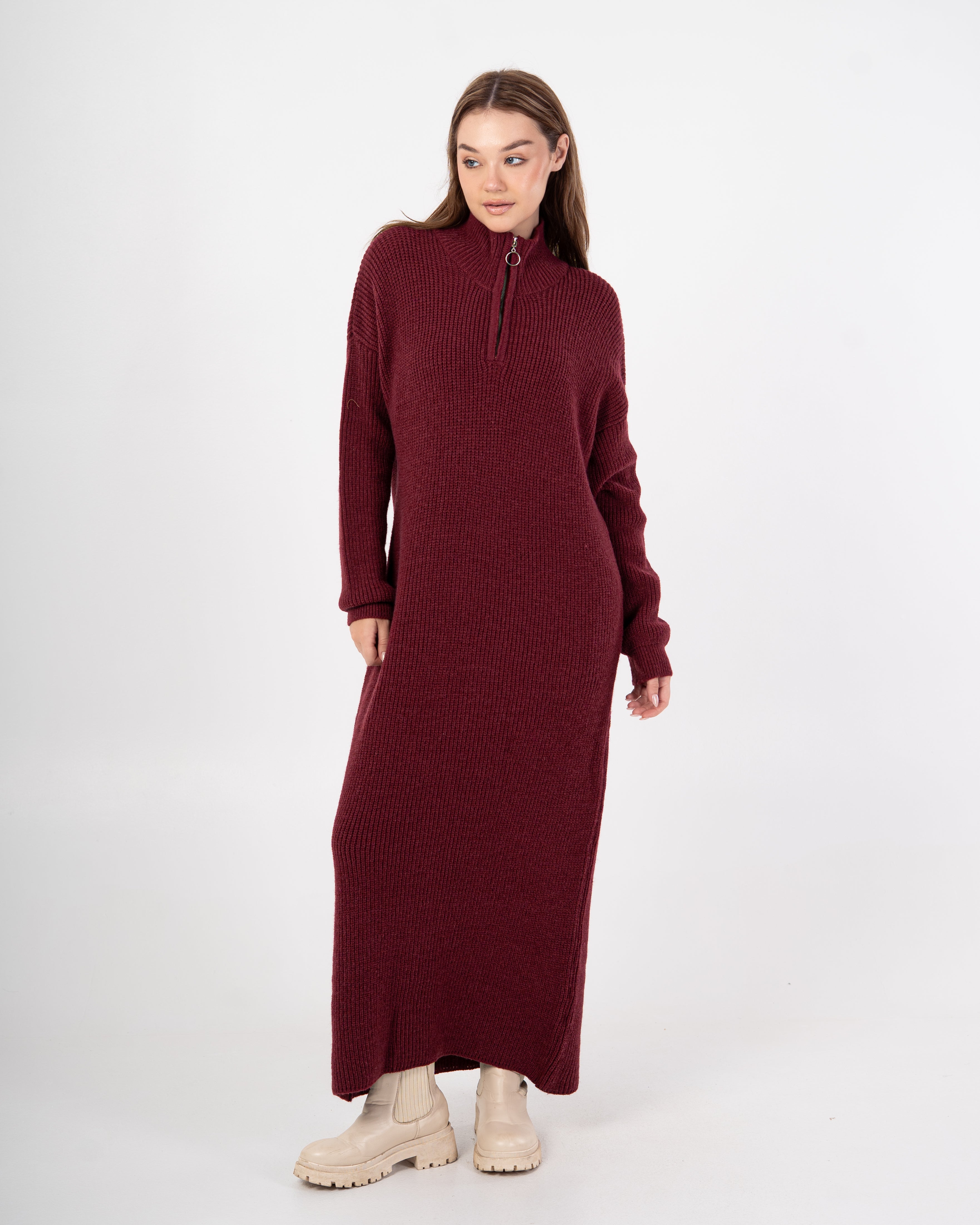 Knitwear Dress – Zipper Neckline