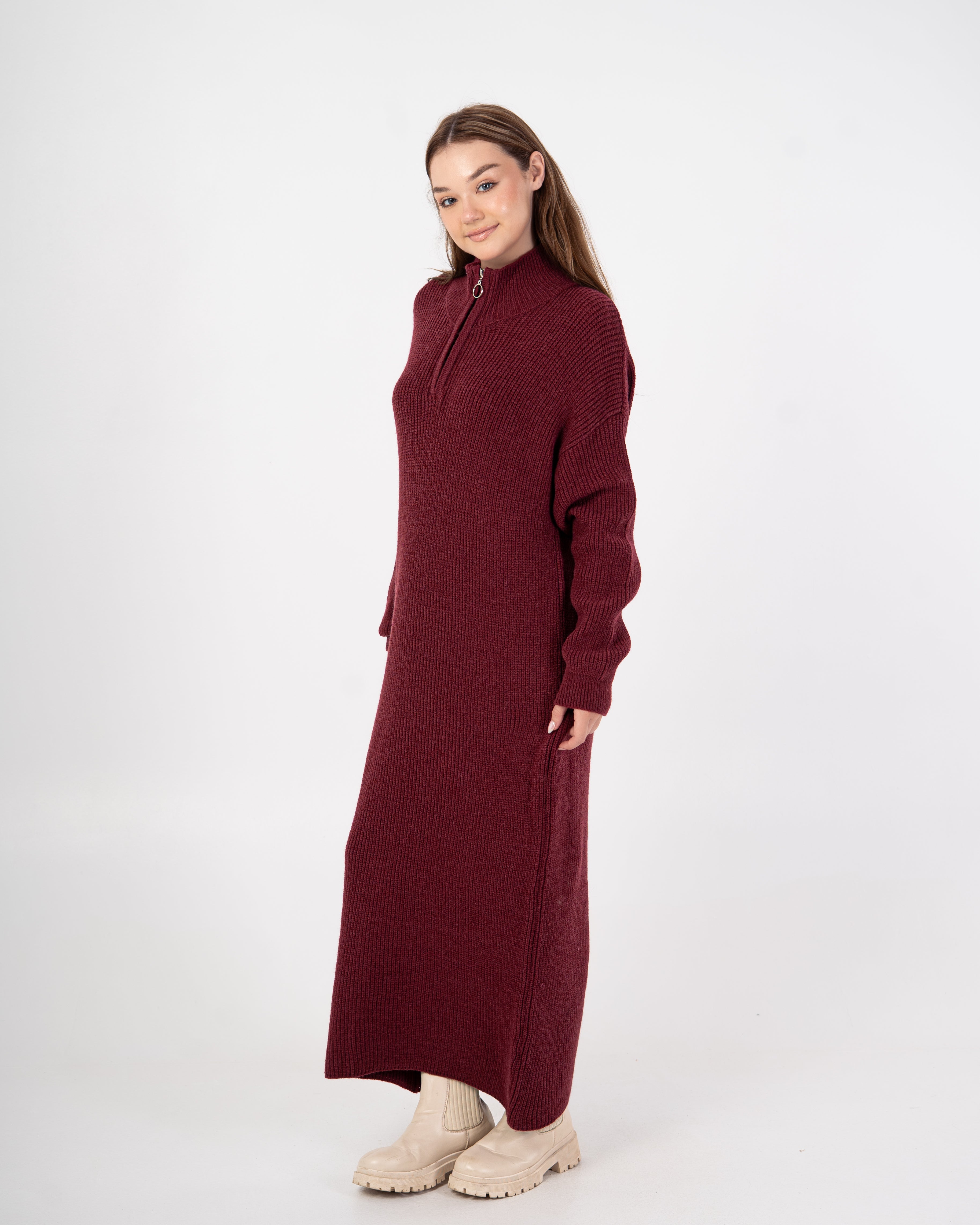 Knitwear Dress – Zipper Neckline