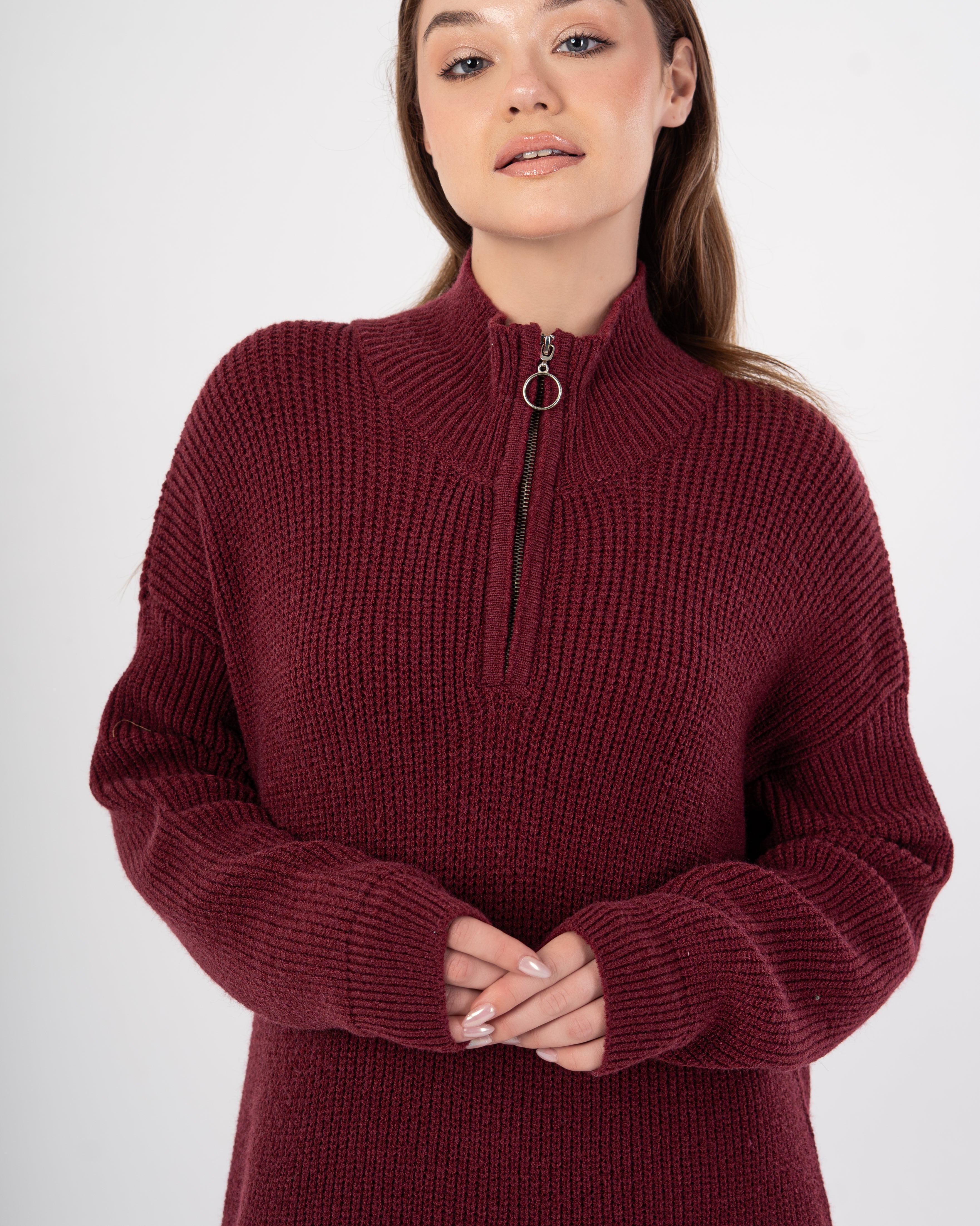 Knitwear Dress – Zipper Neckline