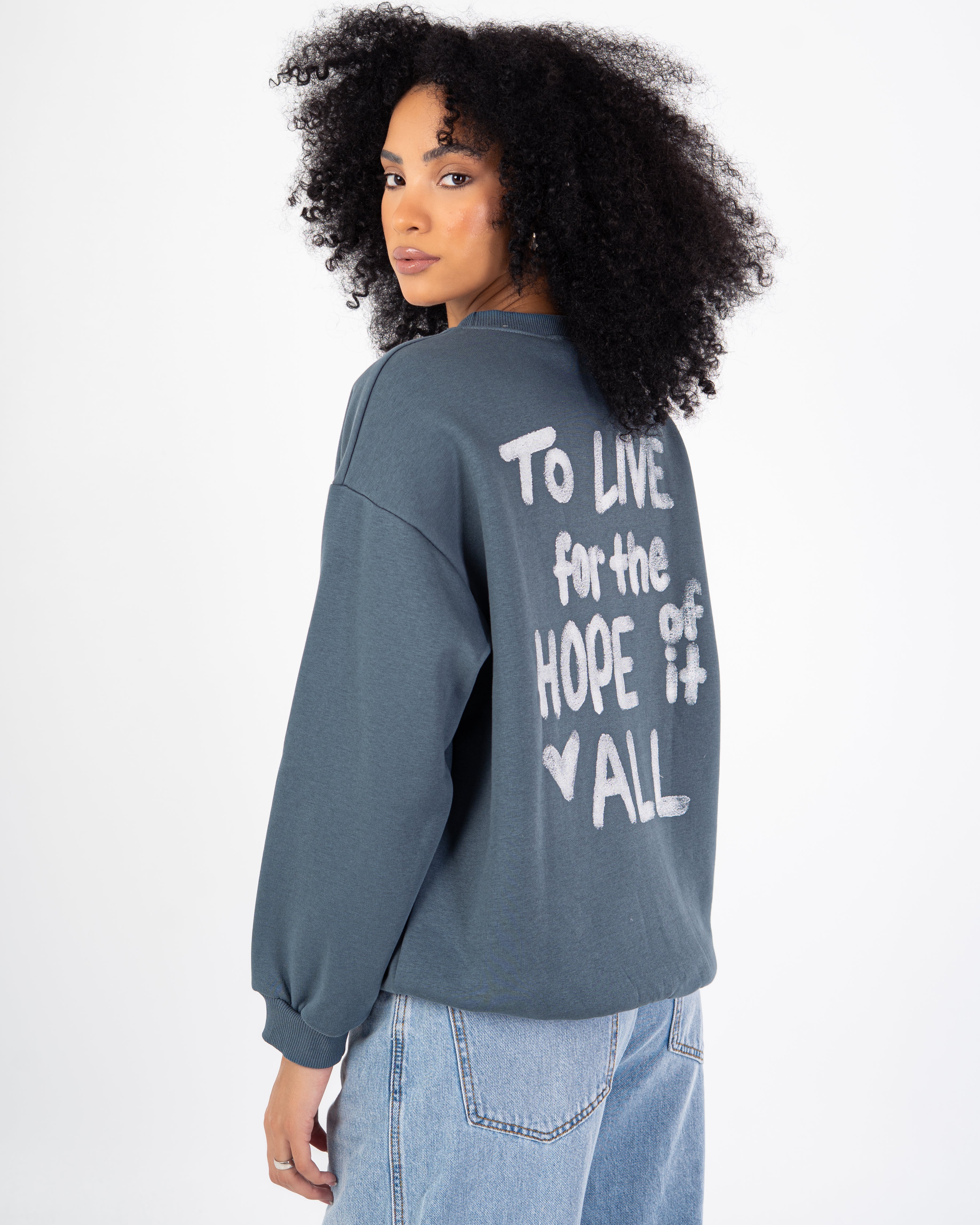 Sweatshirt – Small Front Heart (Back Print)