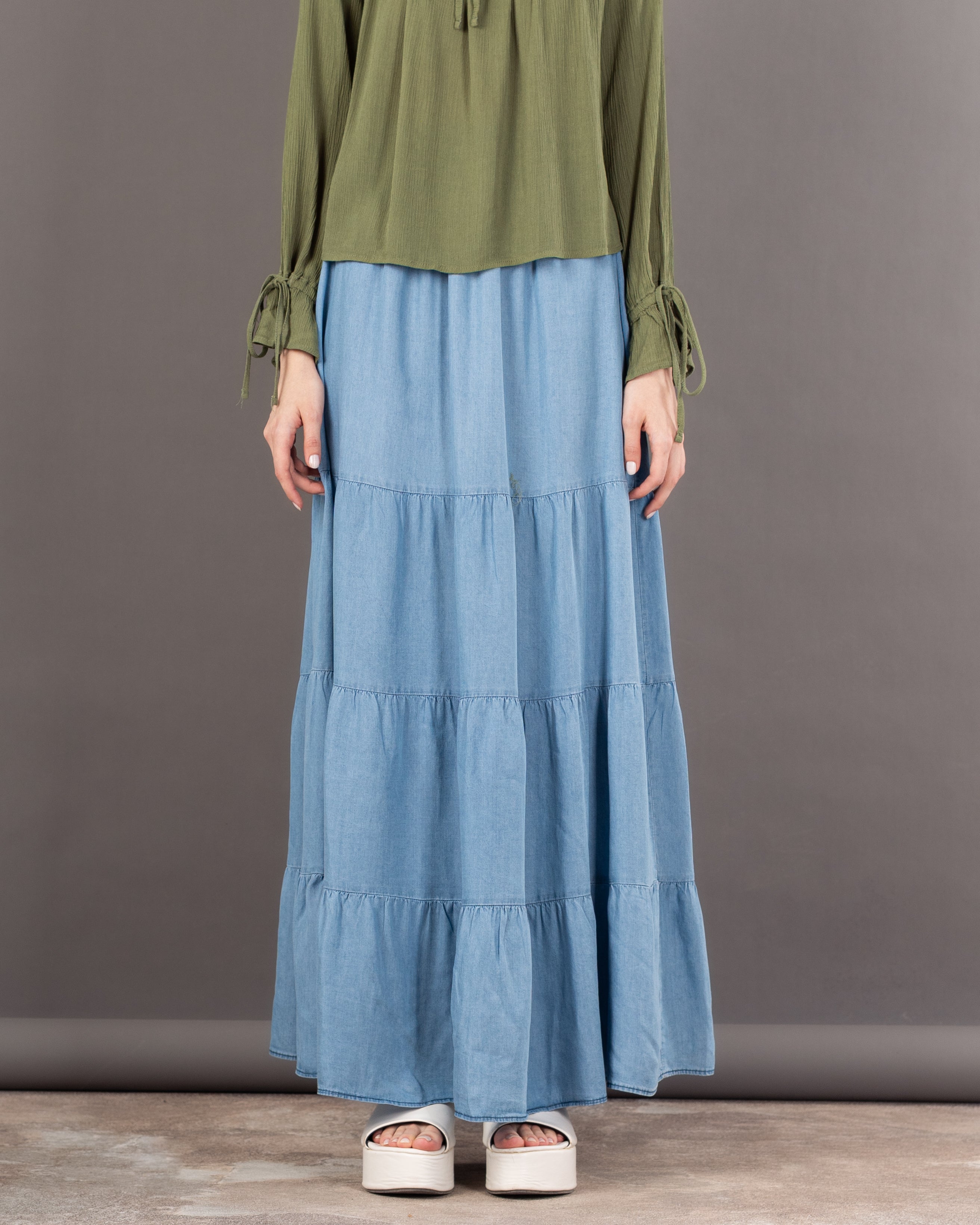 Plain Wavy - Denim Skirt