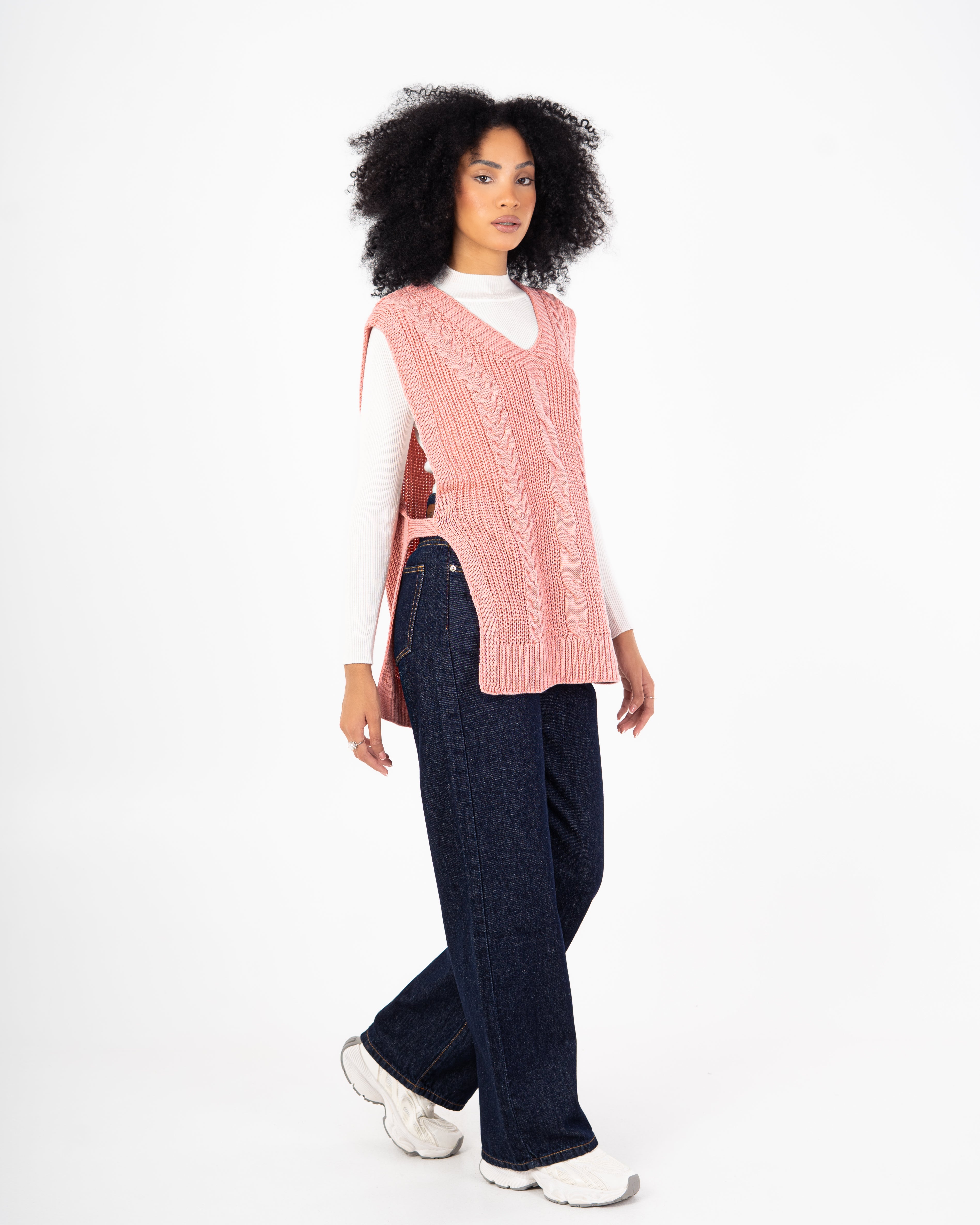 Knitwear Vest – Braided Pattern With Tie