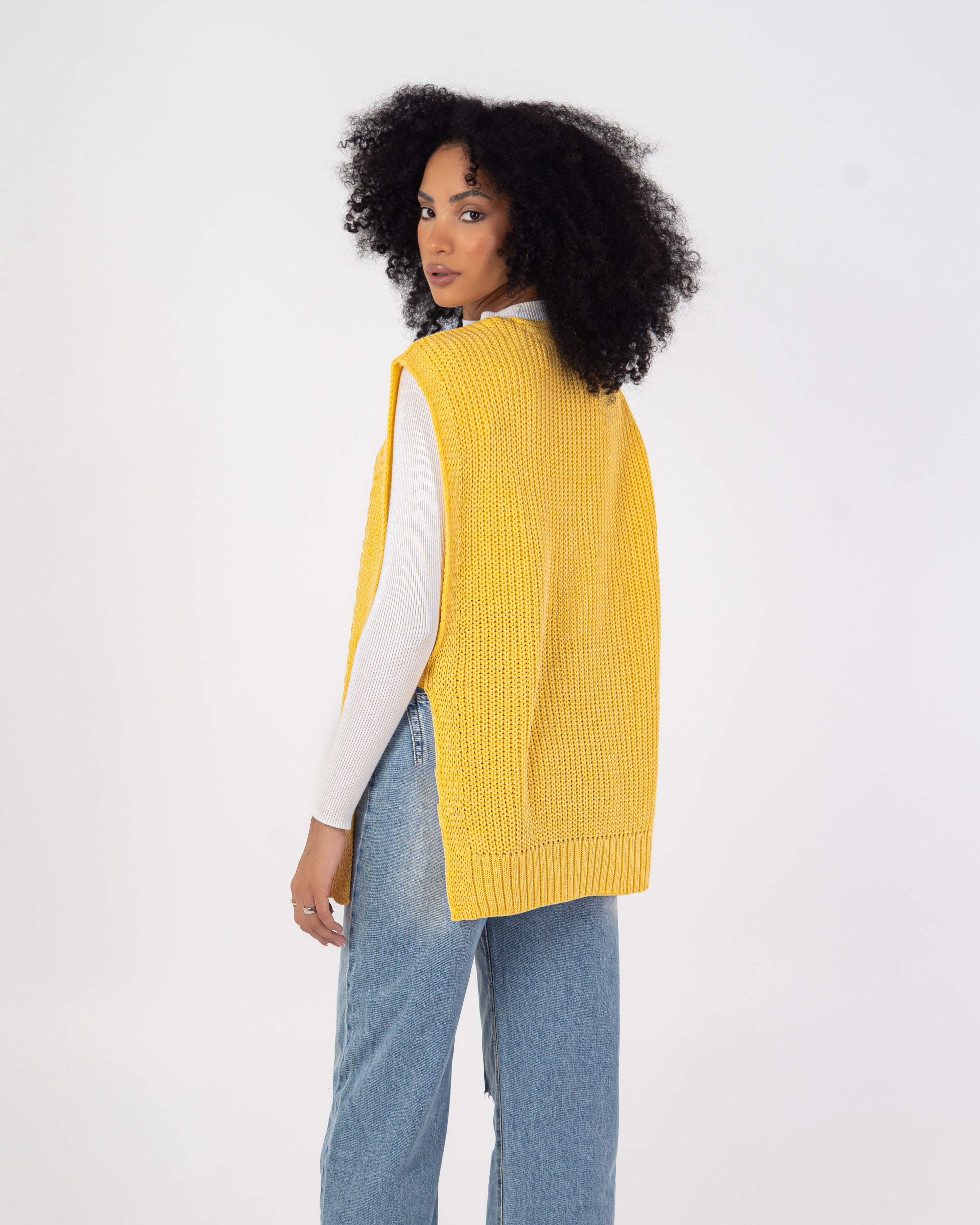 Knitwear Vest – Braided Pattern With Tie