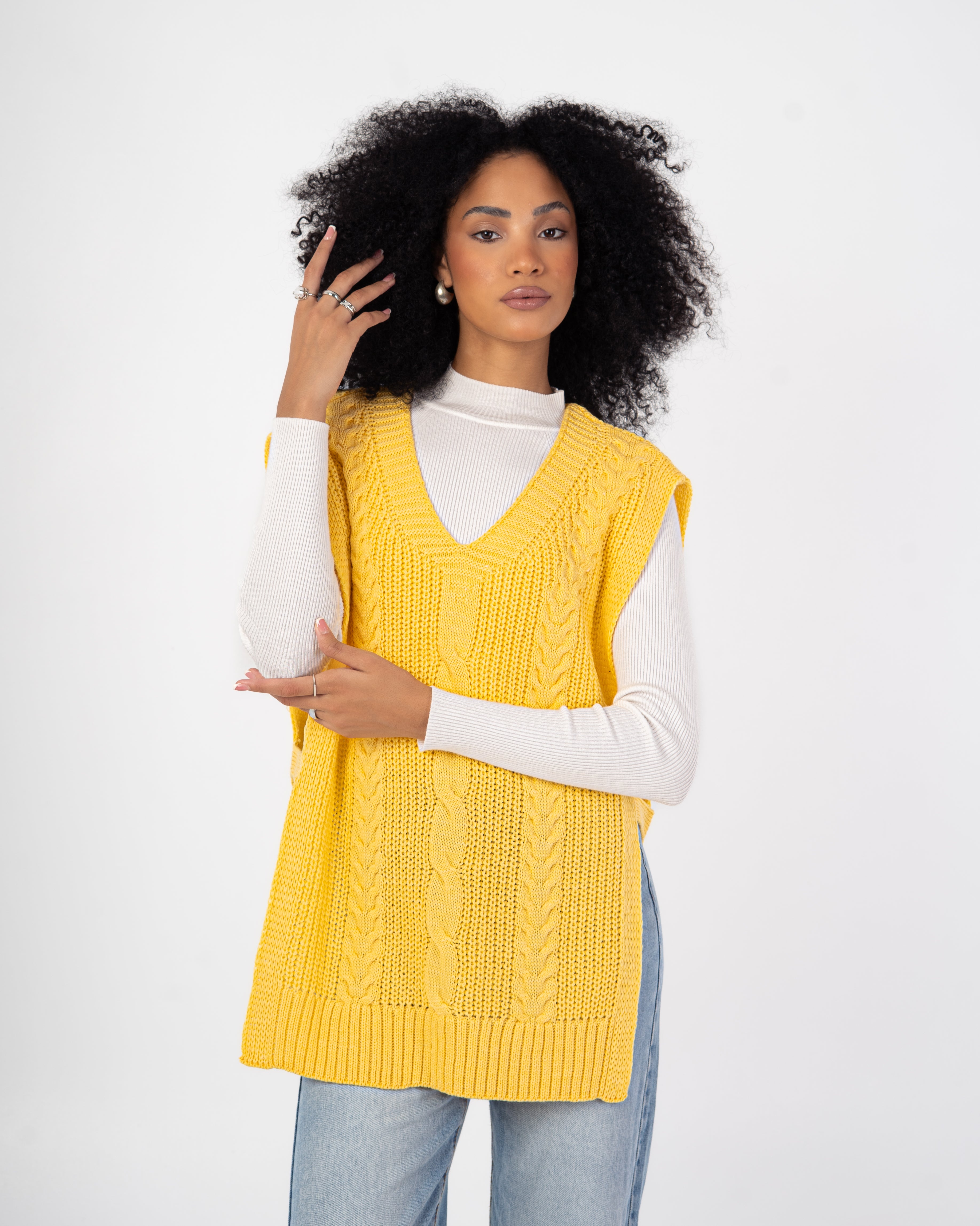 Knitwear Vest – Braided Pattern With Tie