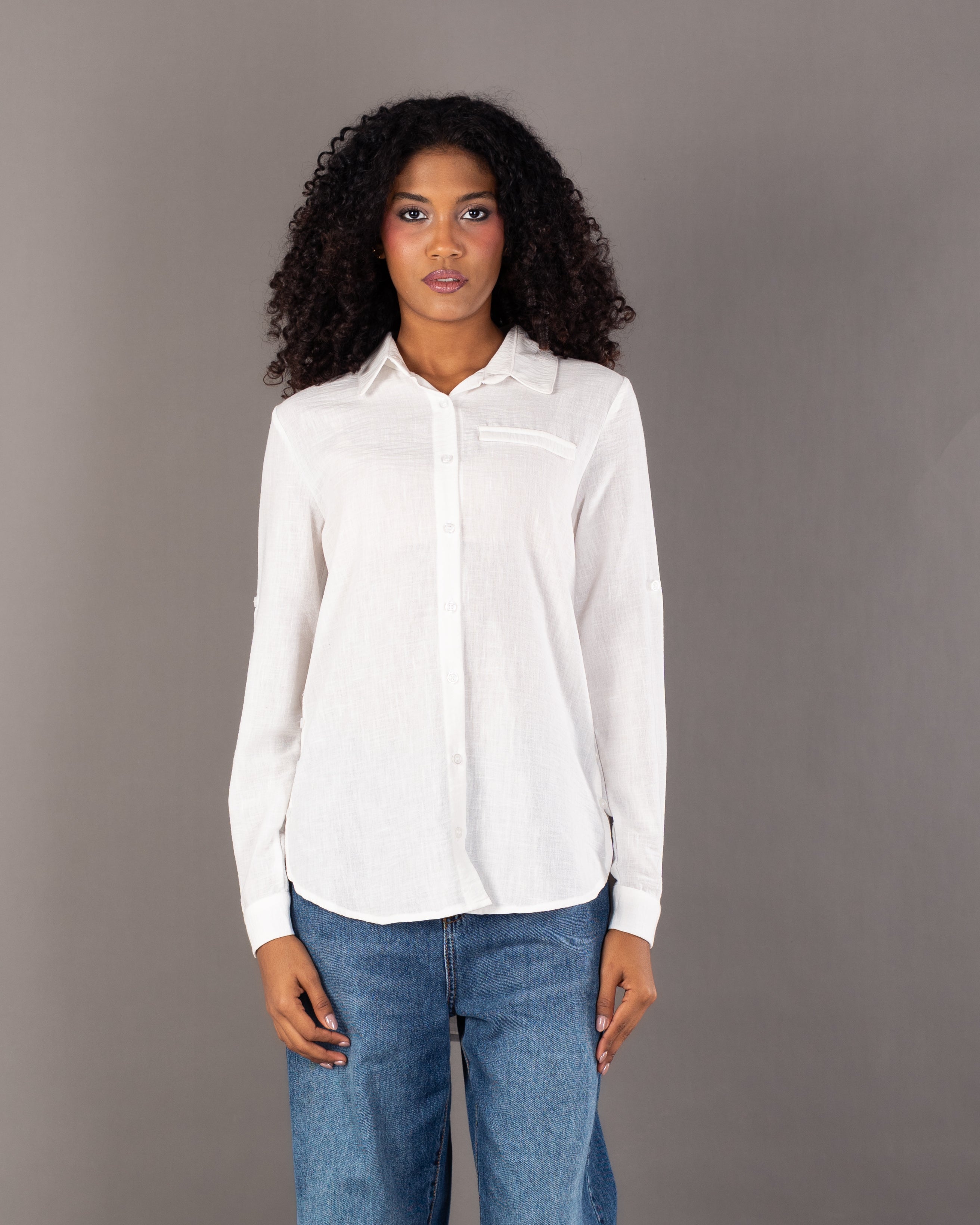 Plain Linen Shirt - With Side Buttons